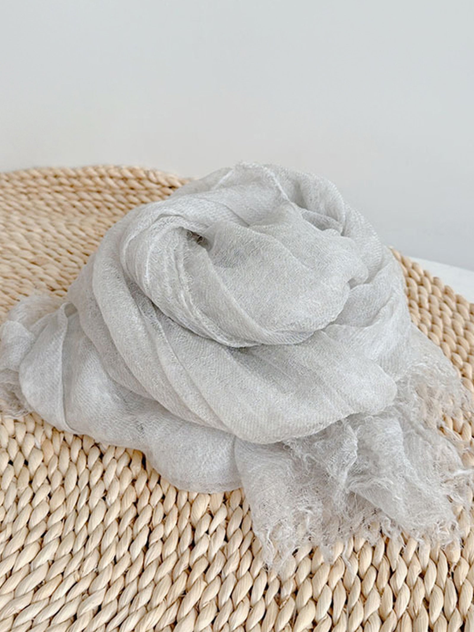 Wool Tencel Solid Ruched Lightweight Scarf DestGlow