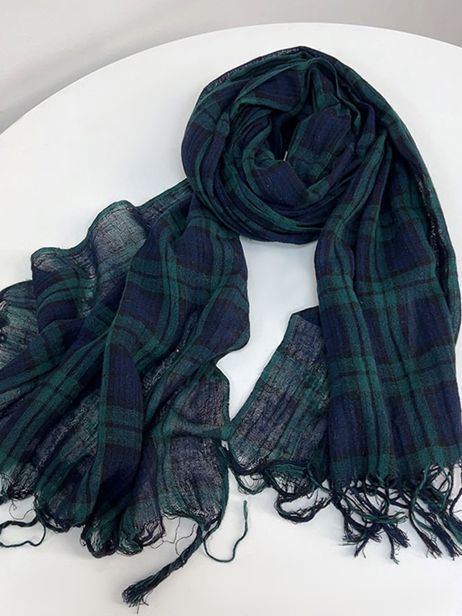 Cotton Linen Striped Lightweight Soft Scarf by LINTICO