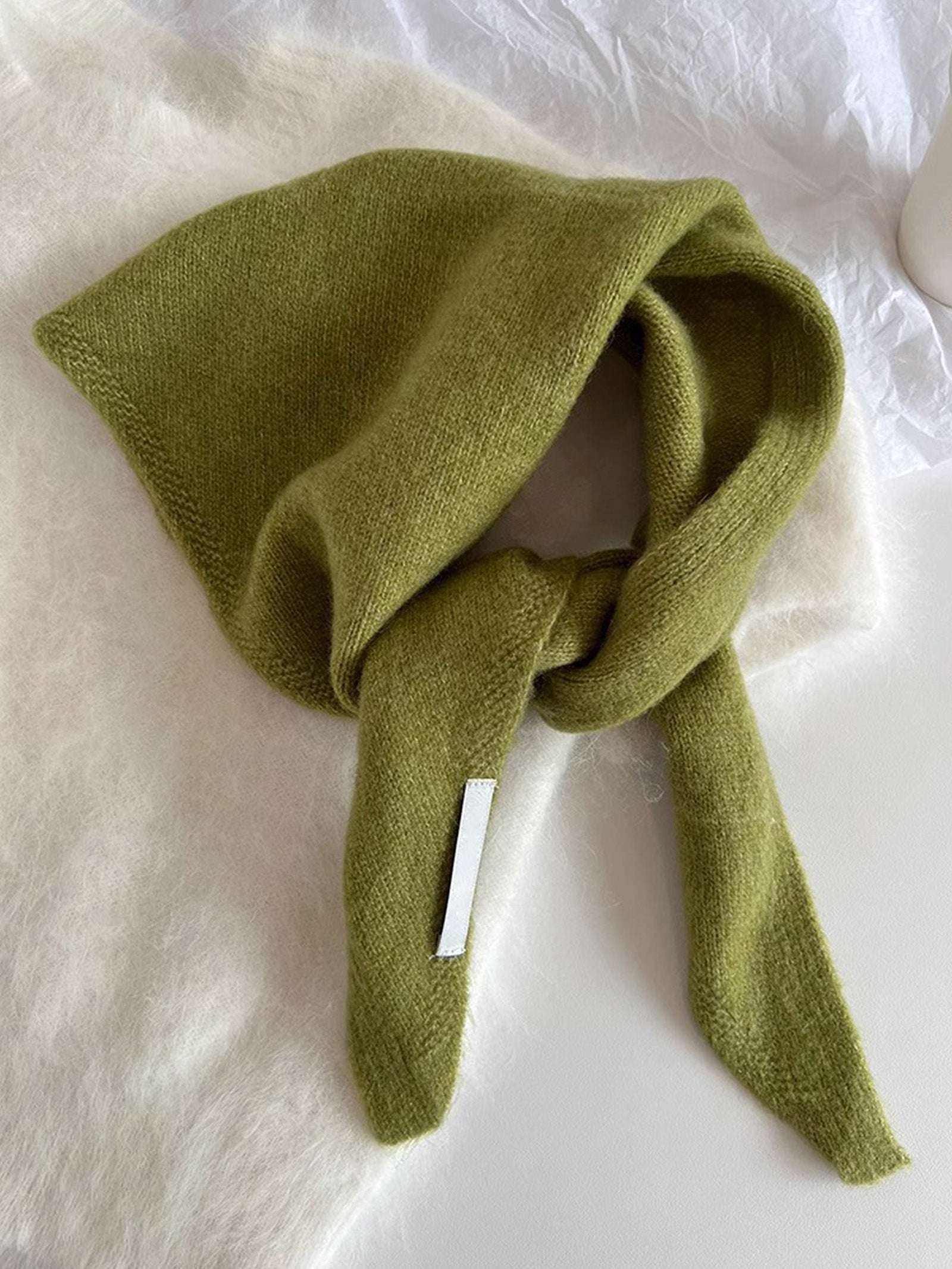 100% Merino Wool Knitted Triangle Scarf by LINTICO