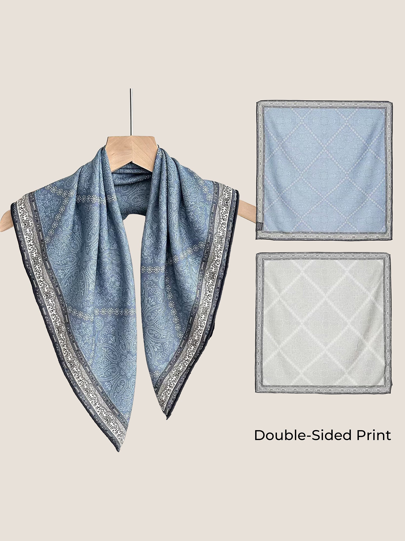 Wool Silk Printed Neck Square Scarf DestGlow