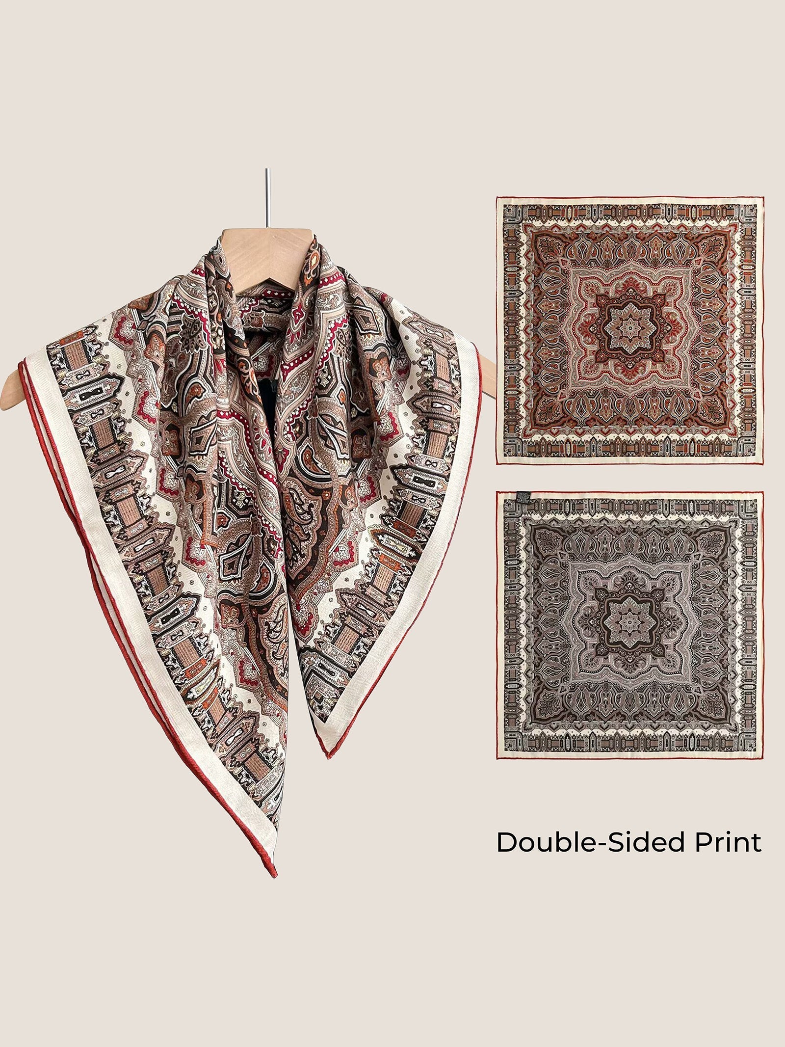 Wool Silk Printed Neck Square Scarf DestGlow