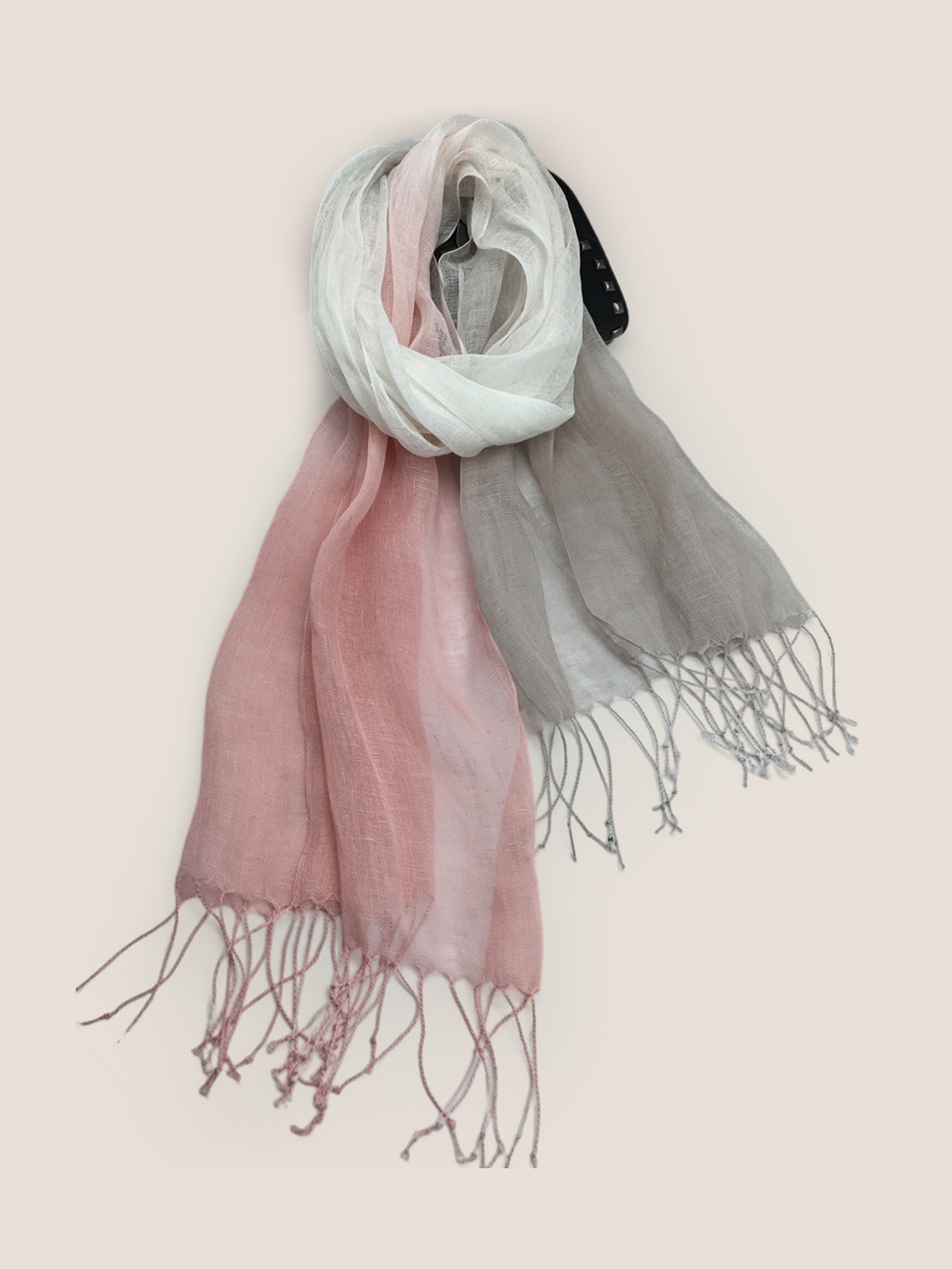 100% Linen Gradient Fringed Light Scarf DestGlow