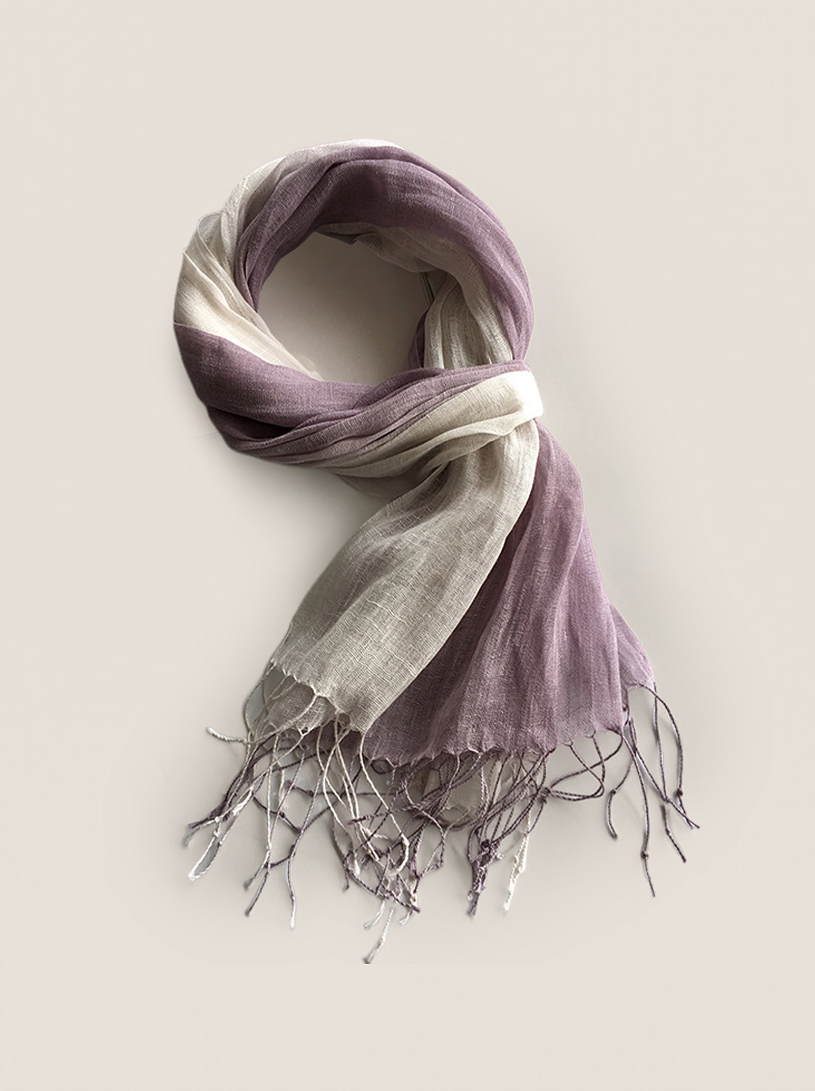 100% Linen Gradient Fringed Light Scarf DestGlow