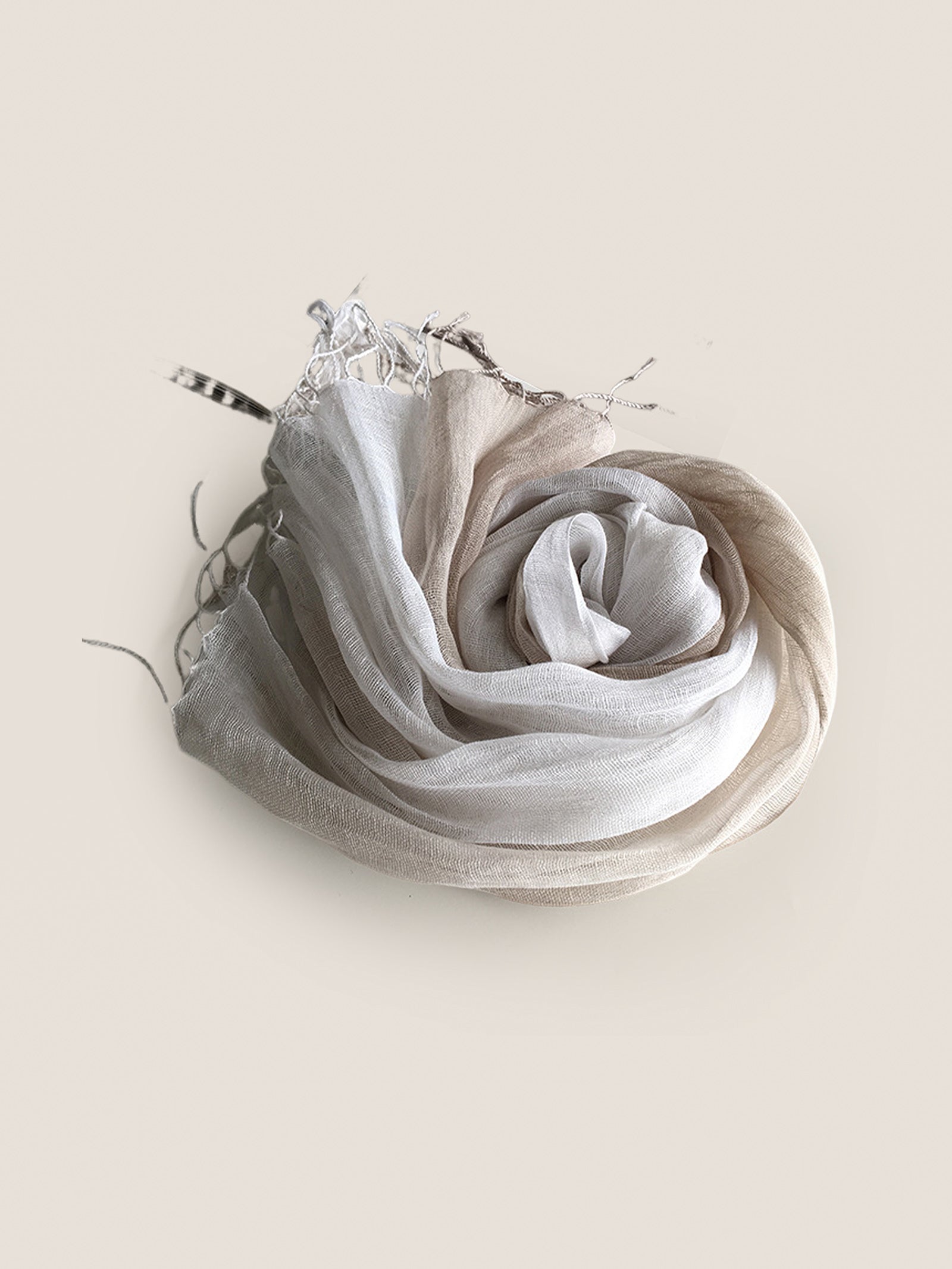 100% Linen Gradient Fringed Light Scarf DestGlow