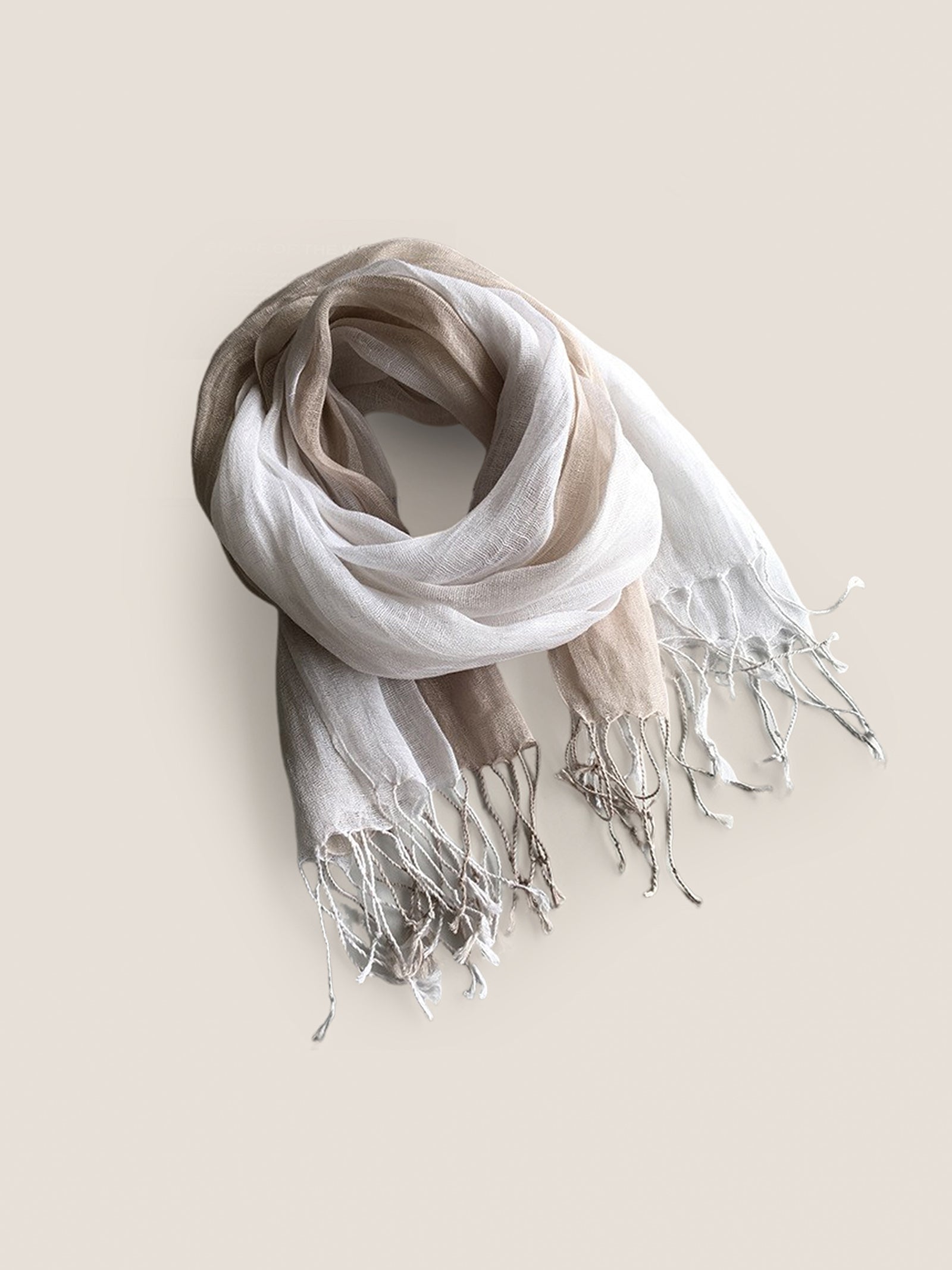 100% Linen Gradient Fringed Light Scarf DestGlow