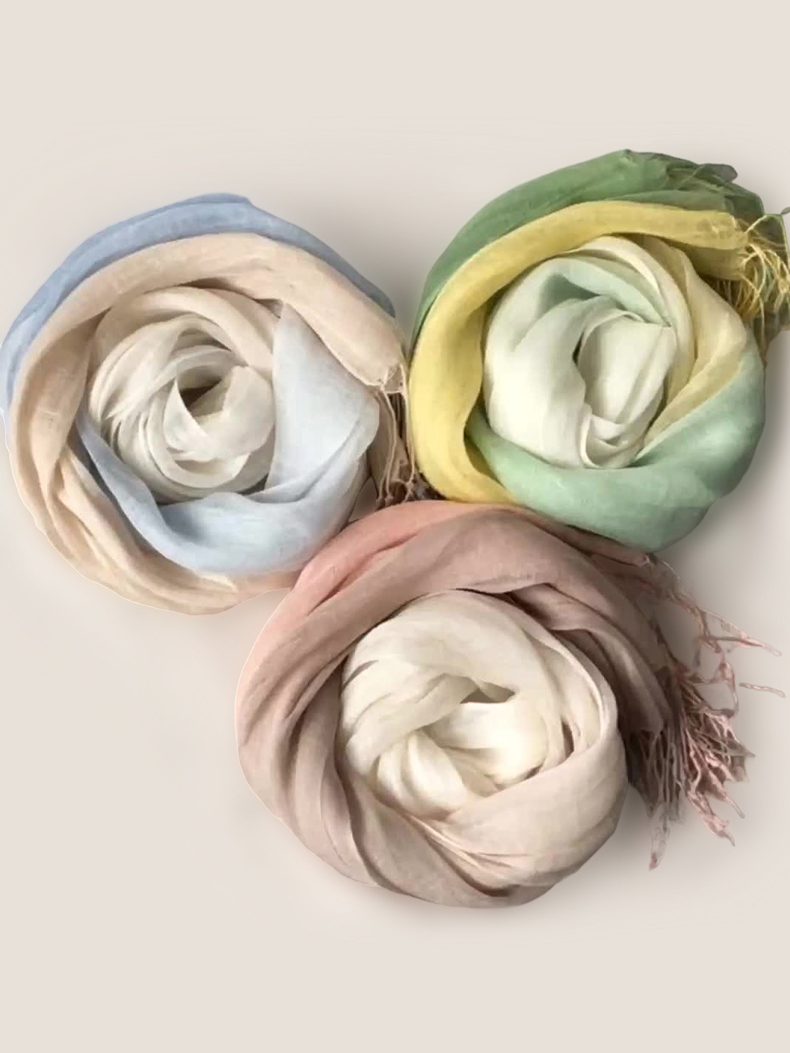 100% Linen Gradient Fringed Light Scarf DestGlow