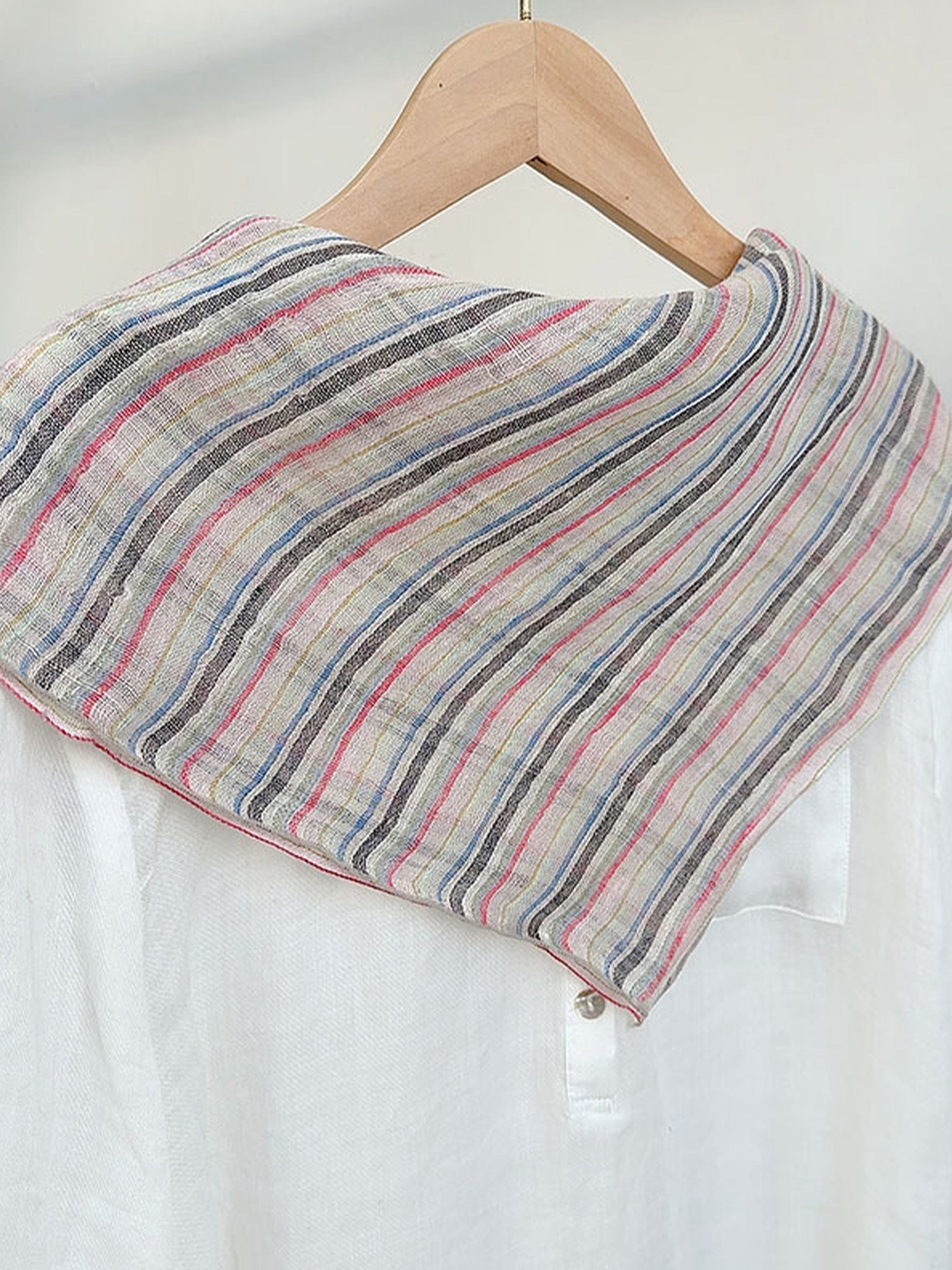100% Linen Woven Light Square Scarf DestGlow