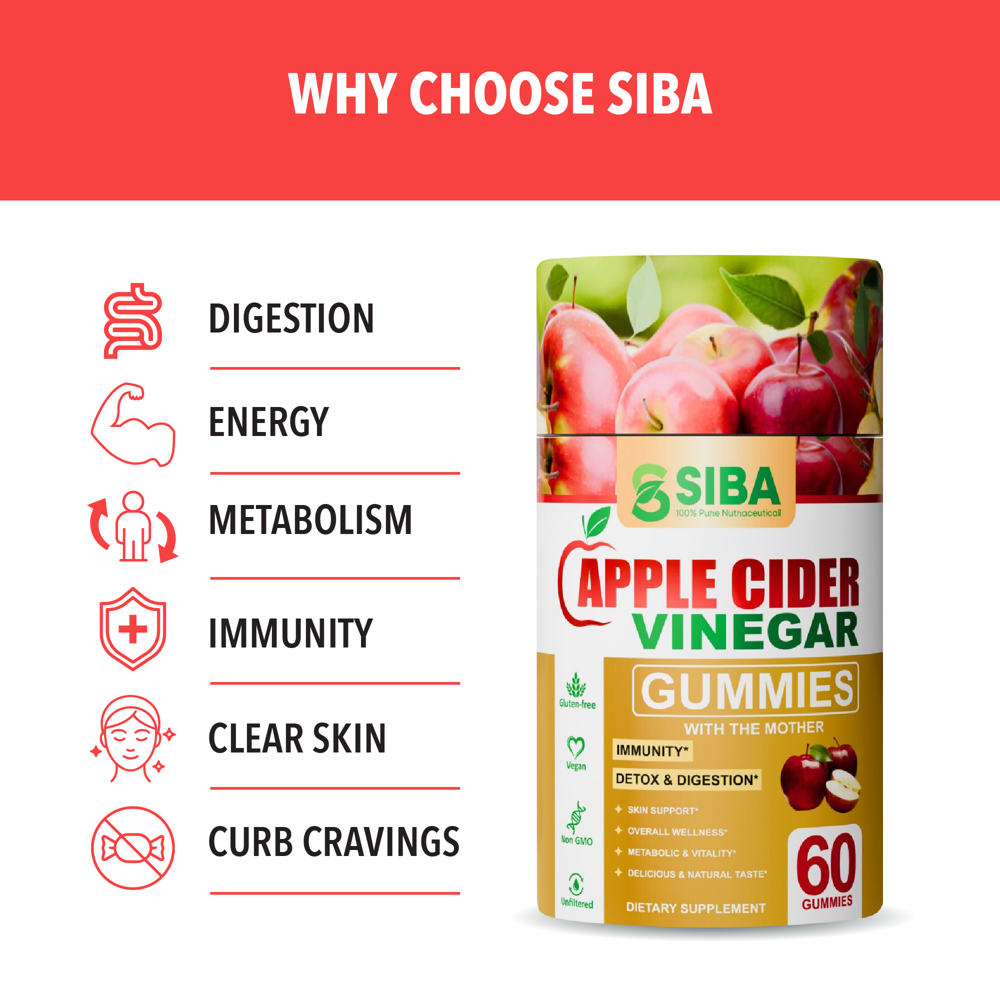 Apple Cider Vinegar Gummies by Siba Vitamins Store