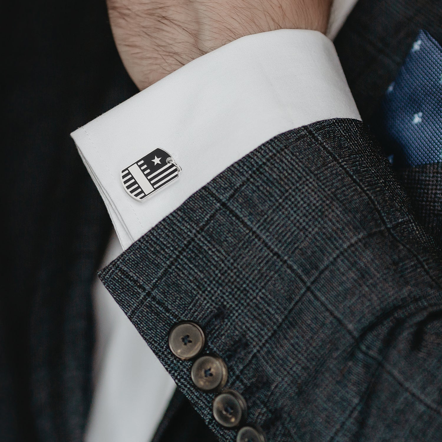 Antique Silver Military Tag Cufflinks by Cufflinks.com