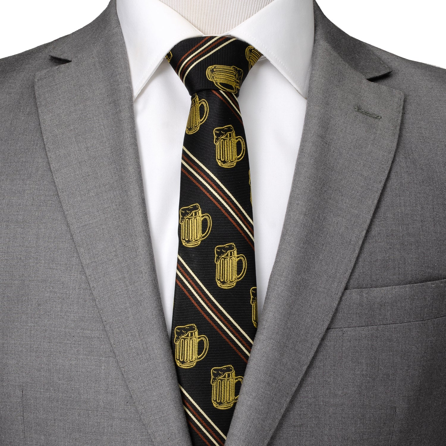 Beer Aficionado Black Striped Mens Tie by Cufflinks.com