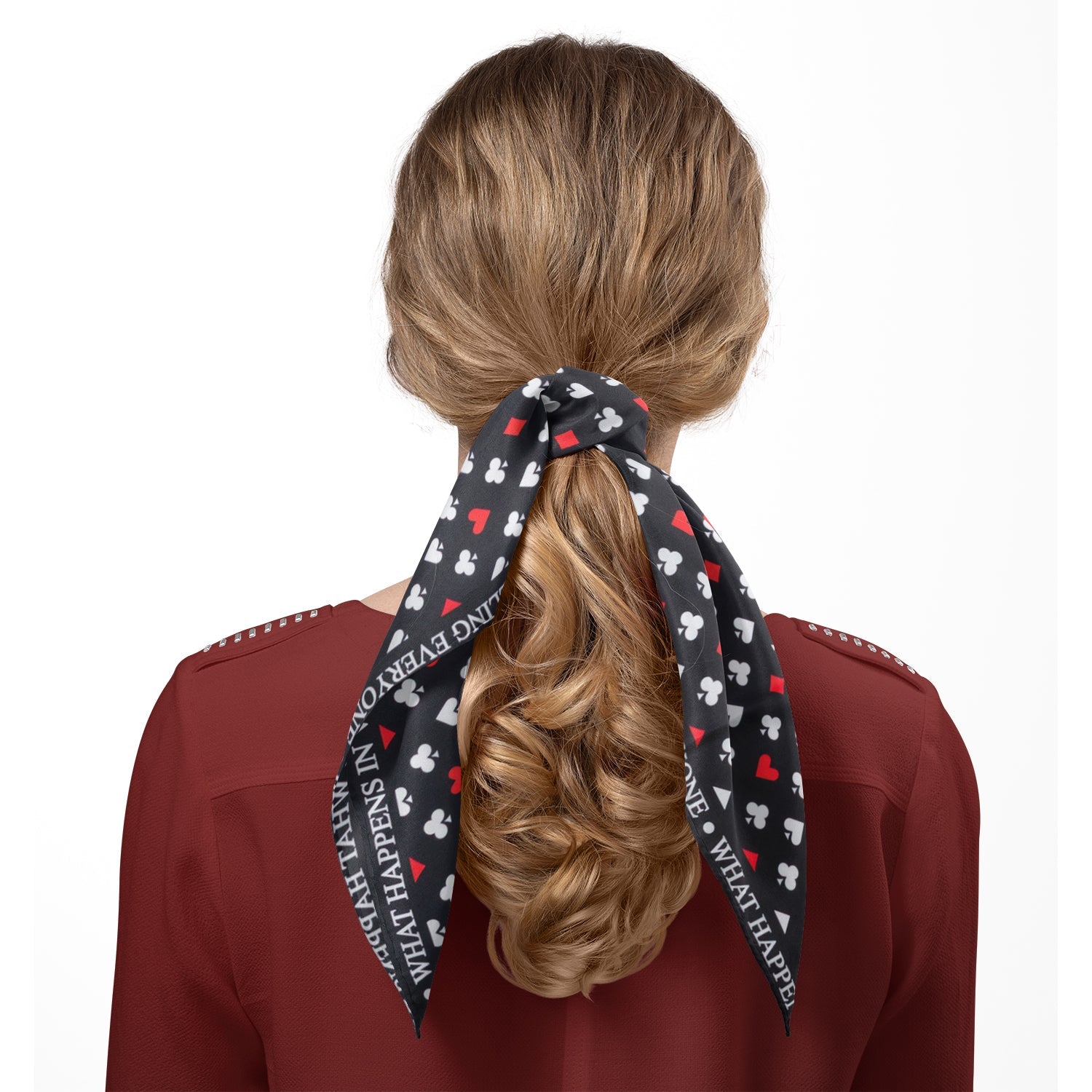 Satin Card Suits Vegas Black Scarf by Cufflinks.com