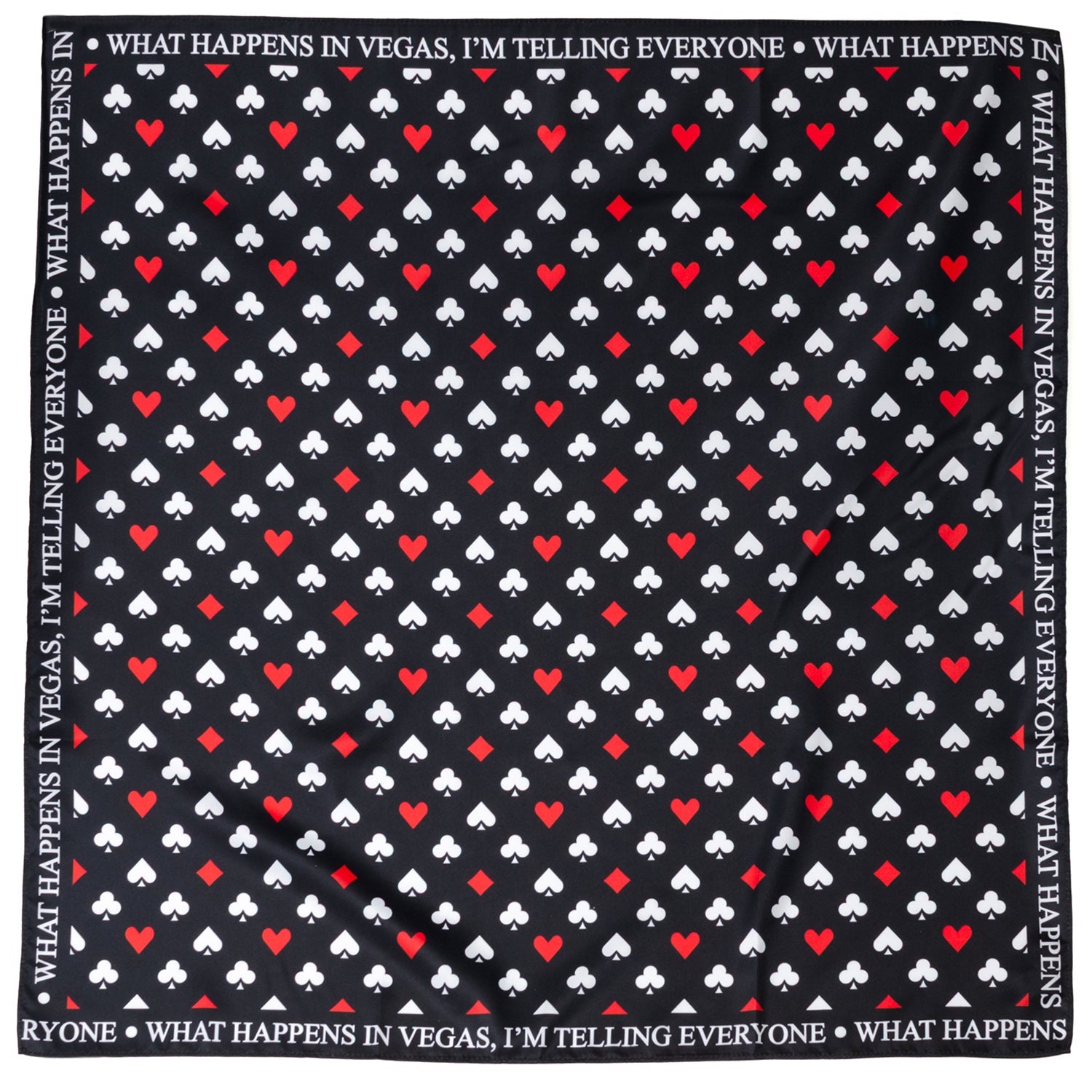 Satin Card Suits Vegas Black Scarf by Cufflinks.com