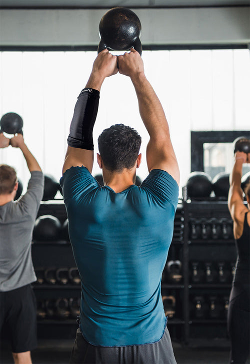 AGOGIE Resistance Band Elbow Sleeve - Men's Compression Support for Bicep, Tricep & Forearm Activation