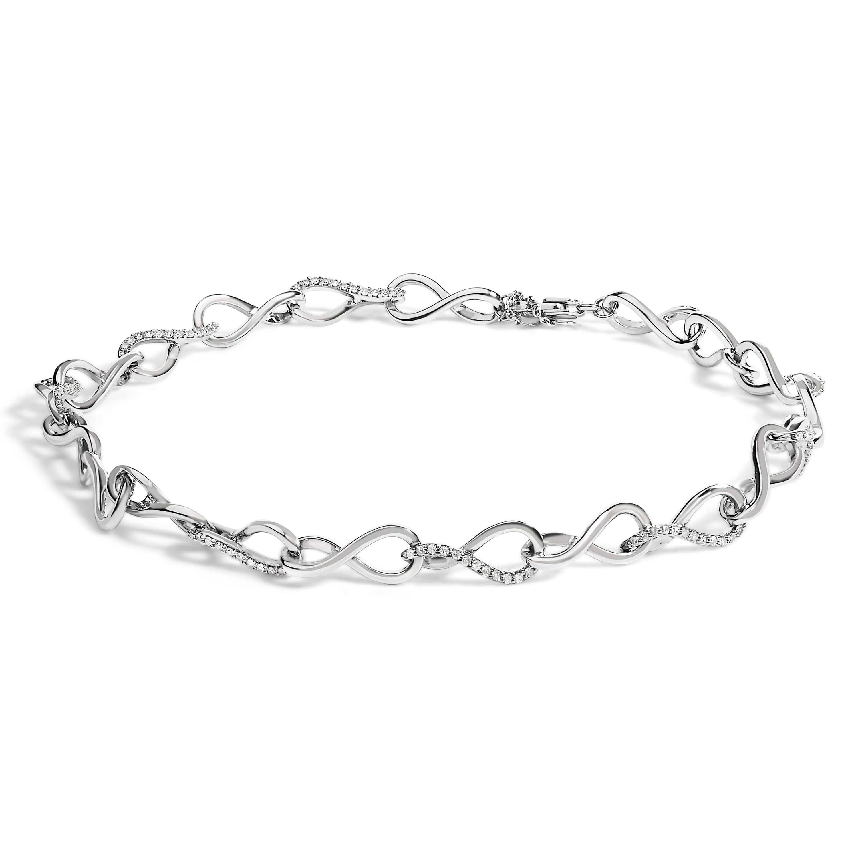 .925 Sterling Silver 1/2 Cttw Linked Infinity Anklet DestGlow
