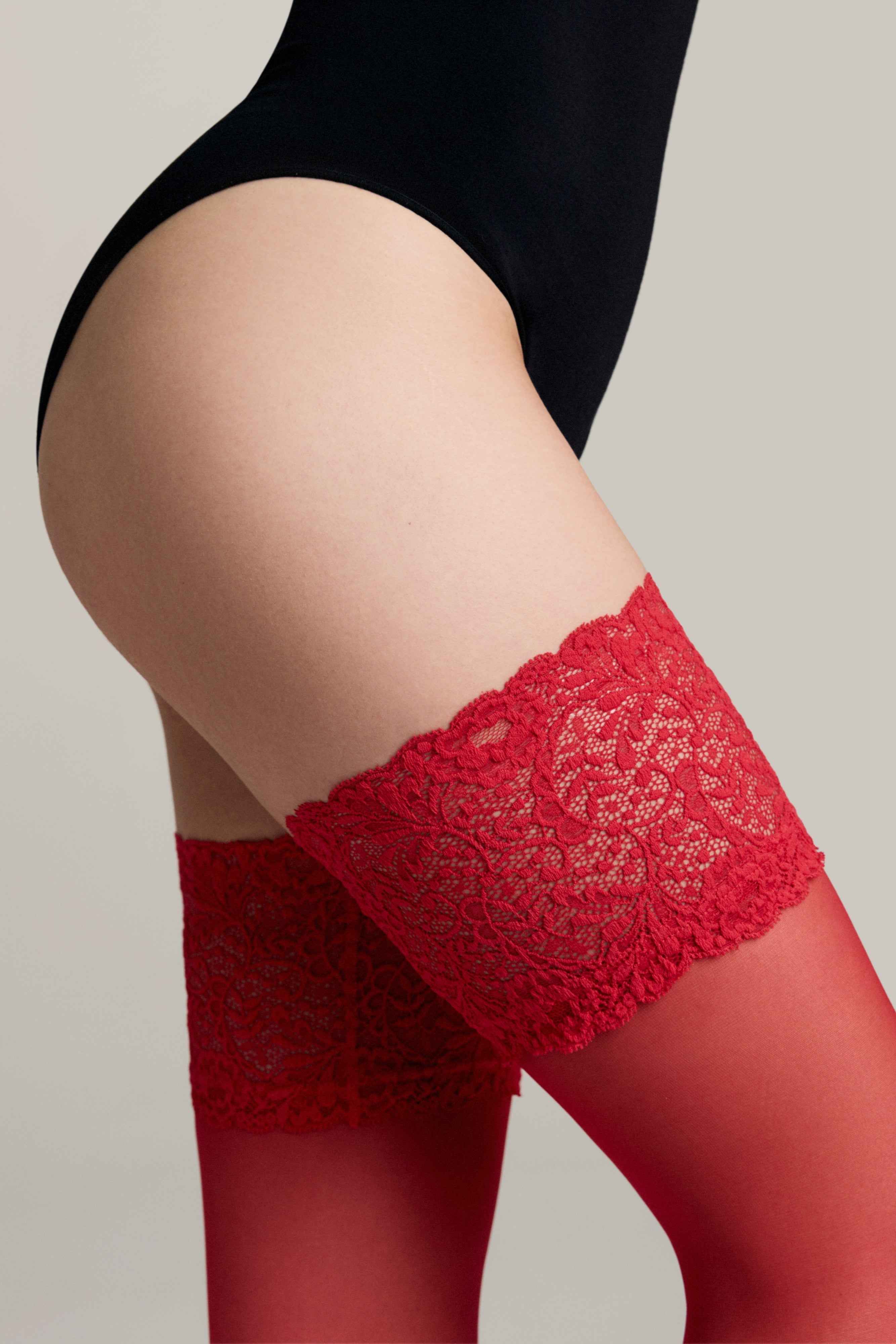 Fantasy Stockings Conte Amour - Openwork Elastic Band and Silk Effect