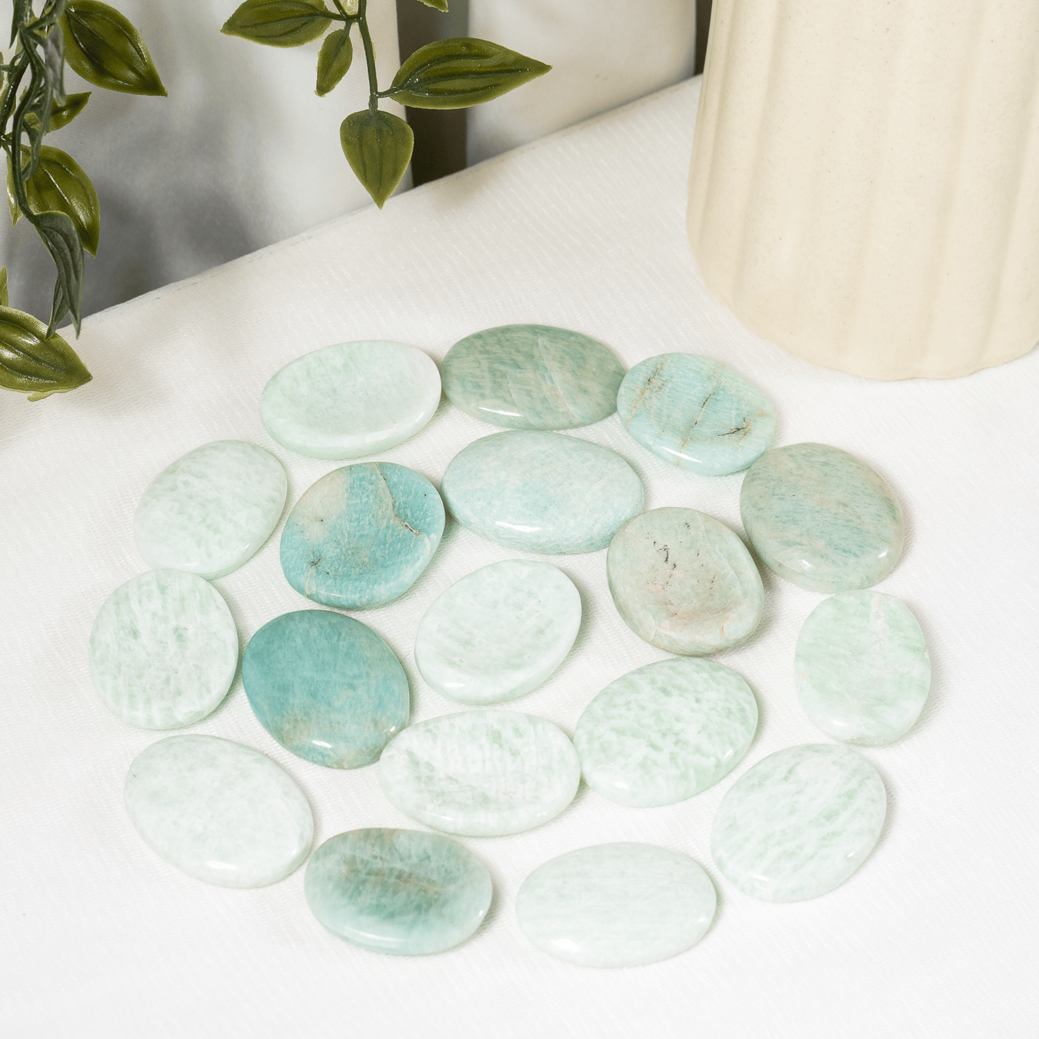 Amazonite Worry Stone for crystal healing (Pocket Palm Stone / Thumb Stone) DestGlow