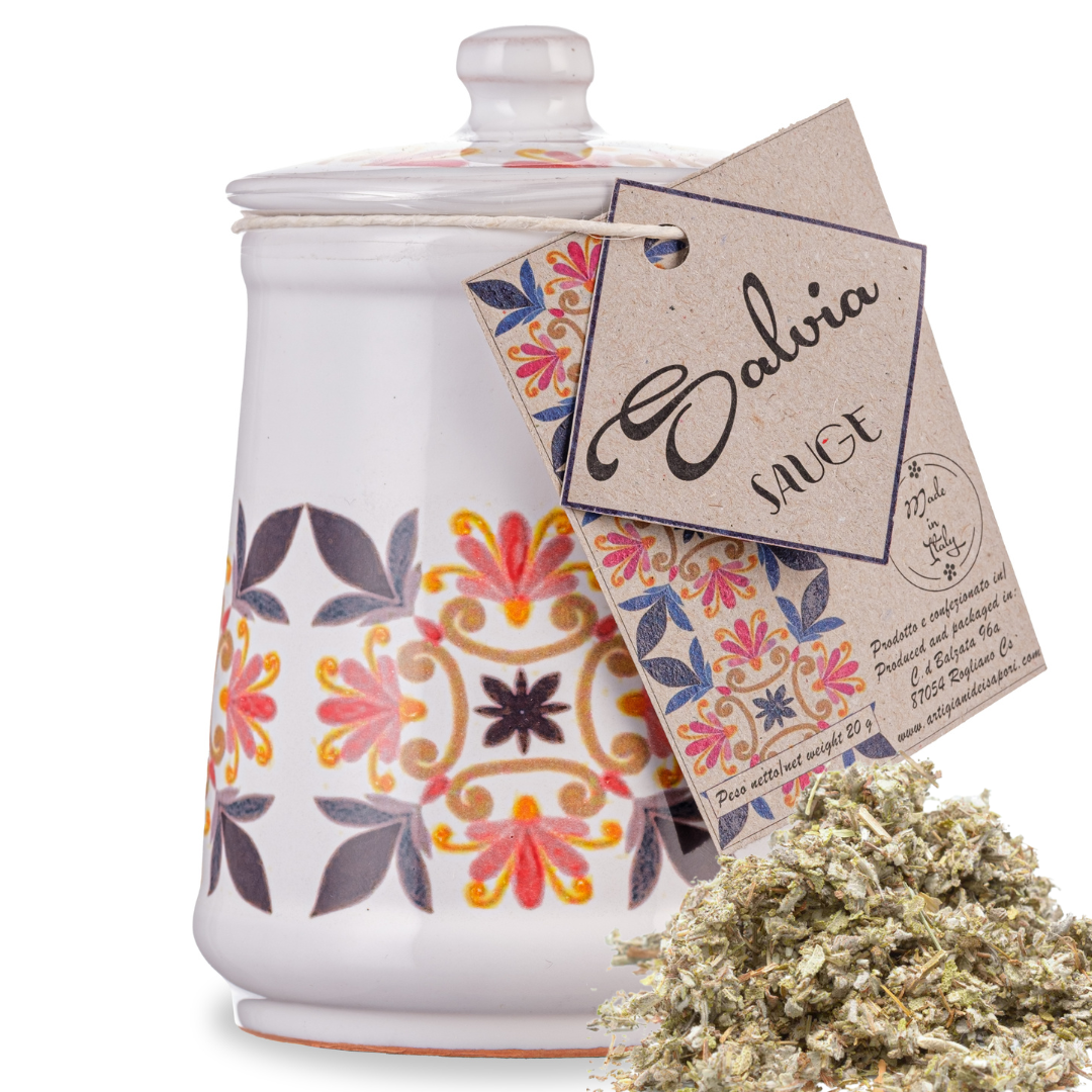 Artigiani dei Sapori, Dried Ground Sage in Ceramic Jar 0.7oz (19g)