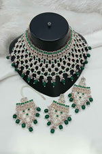 Joban Fashion Green Stone Work With Pearl Work Necklace Set