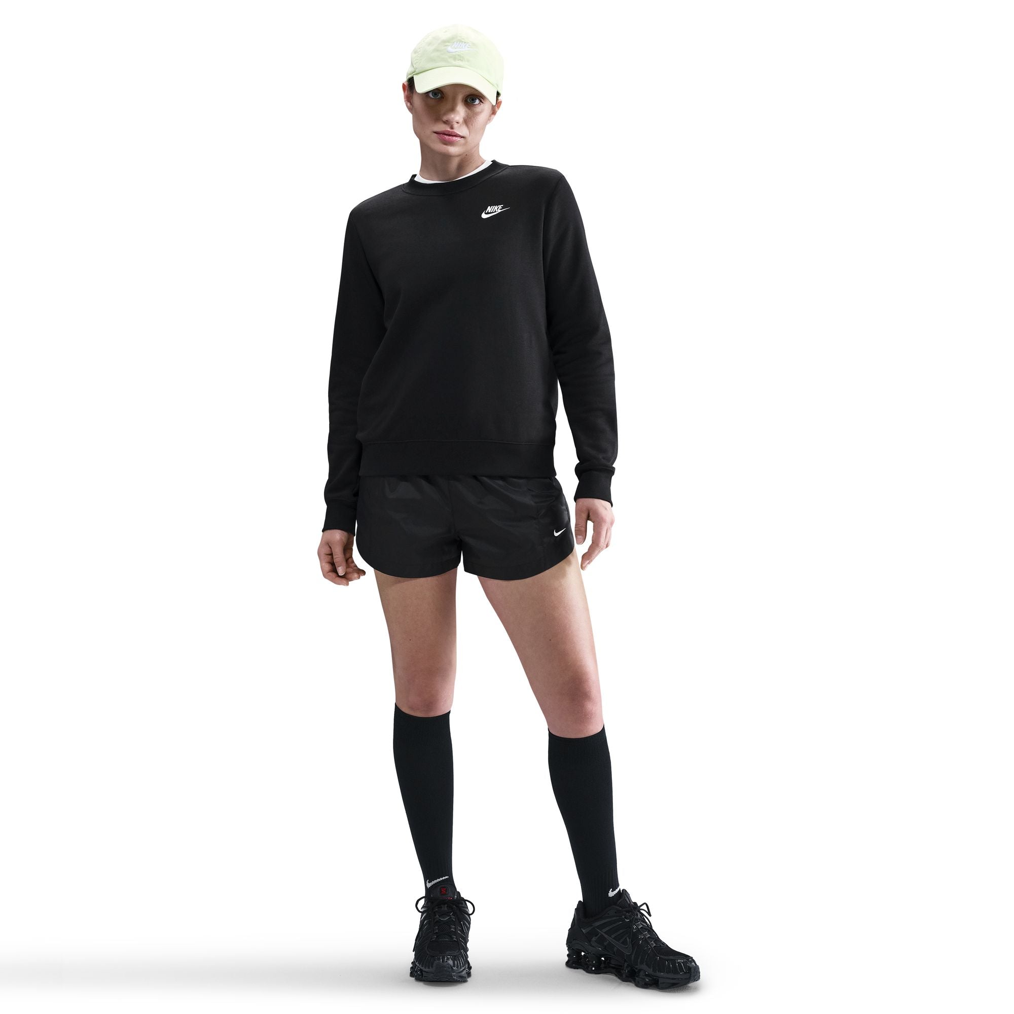 Nike Womens Club Fleece Crewneck - Black/White by Denim Exchange