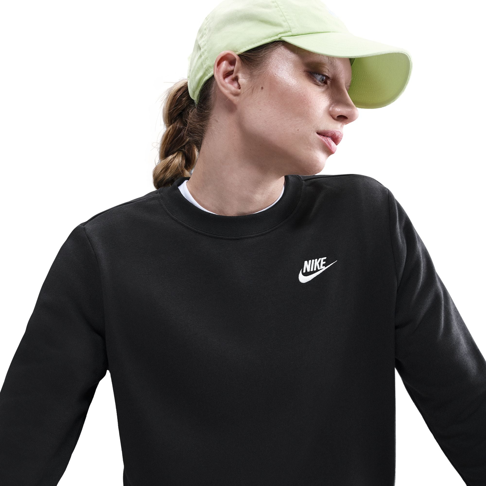 Nike Womens Club Fleece Crewneck - Black/White by Denim Exchange