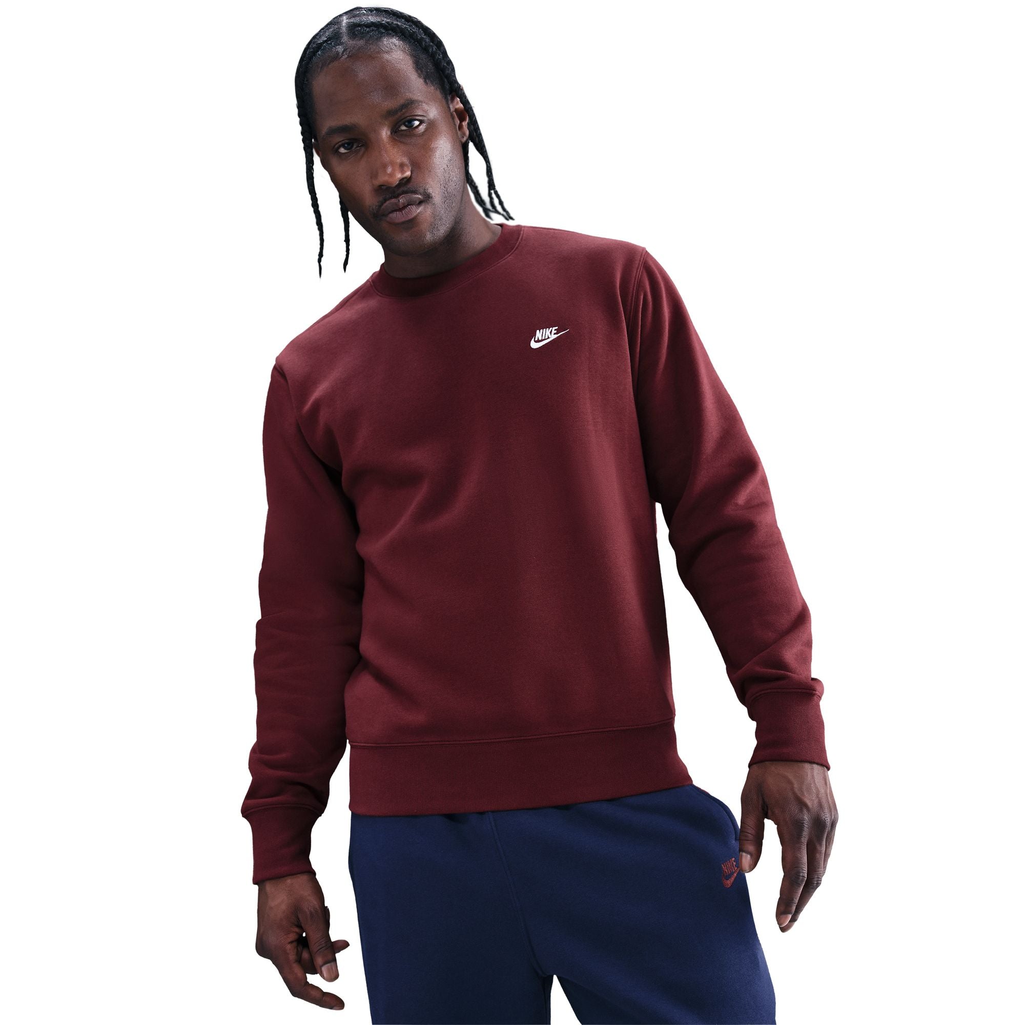 Nike Mens Club Fleece Crewneck - Dark Team Red by Denim Exchange