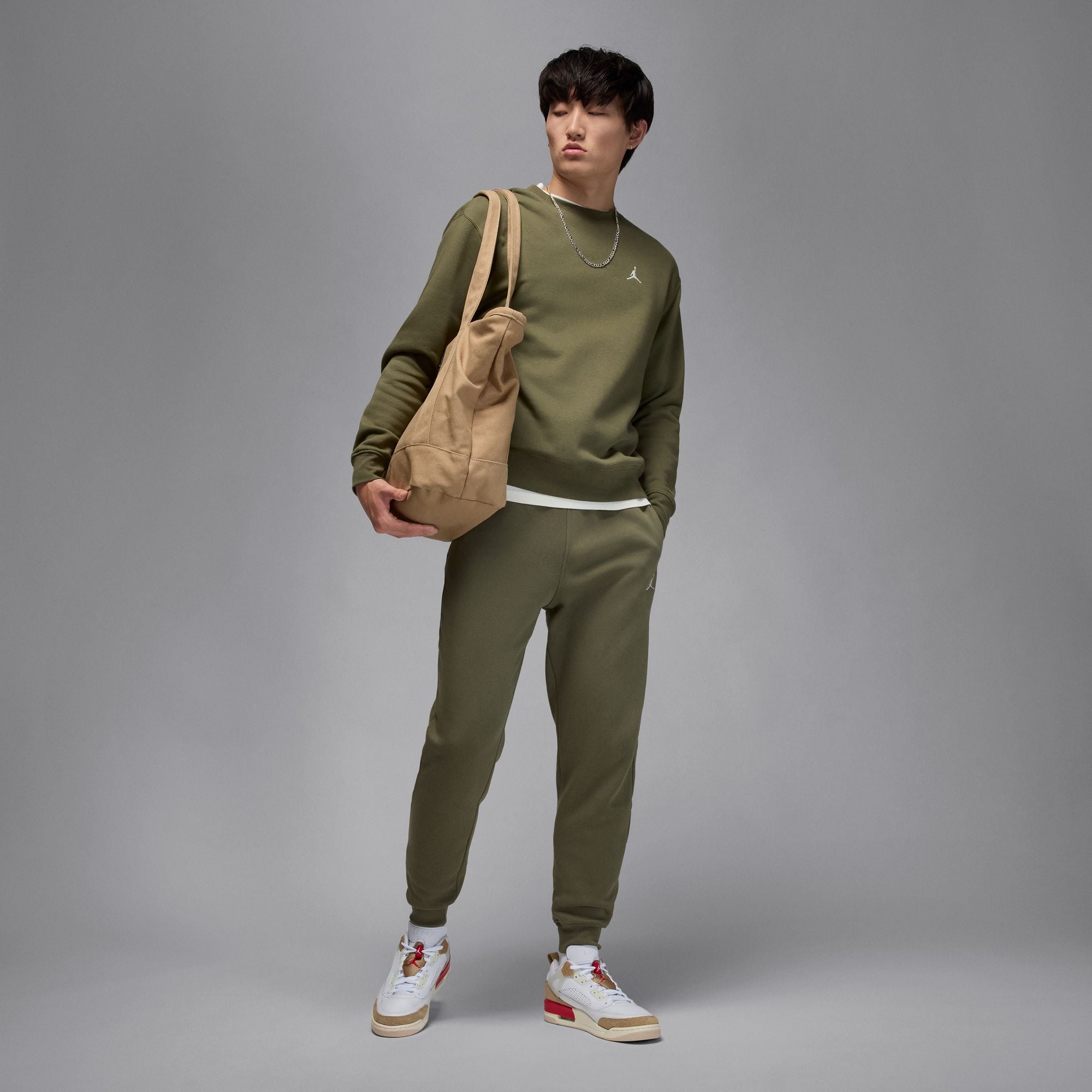 Air Jordan Mens Brooklyn Fleece Joggers - Medium Olive by Denim Exchange