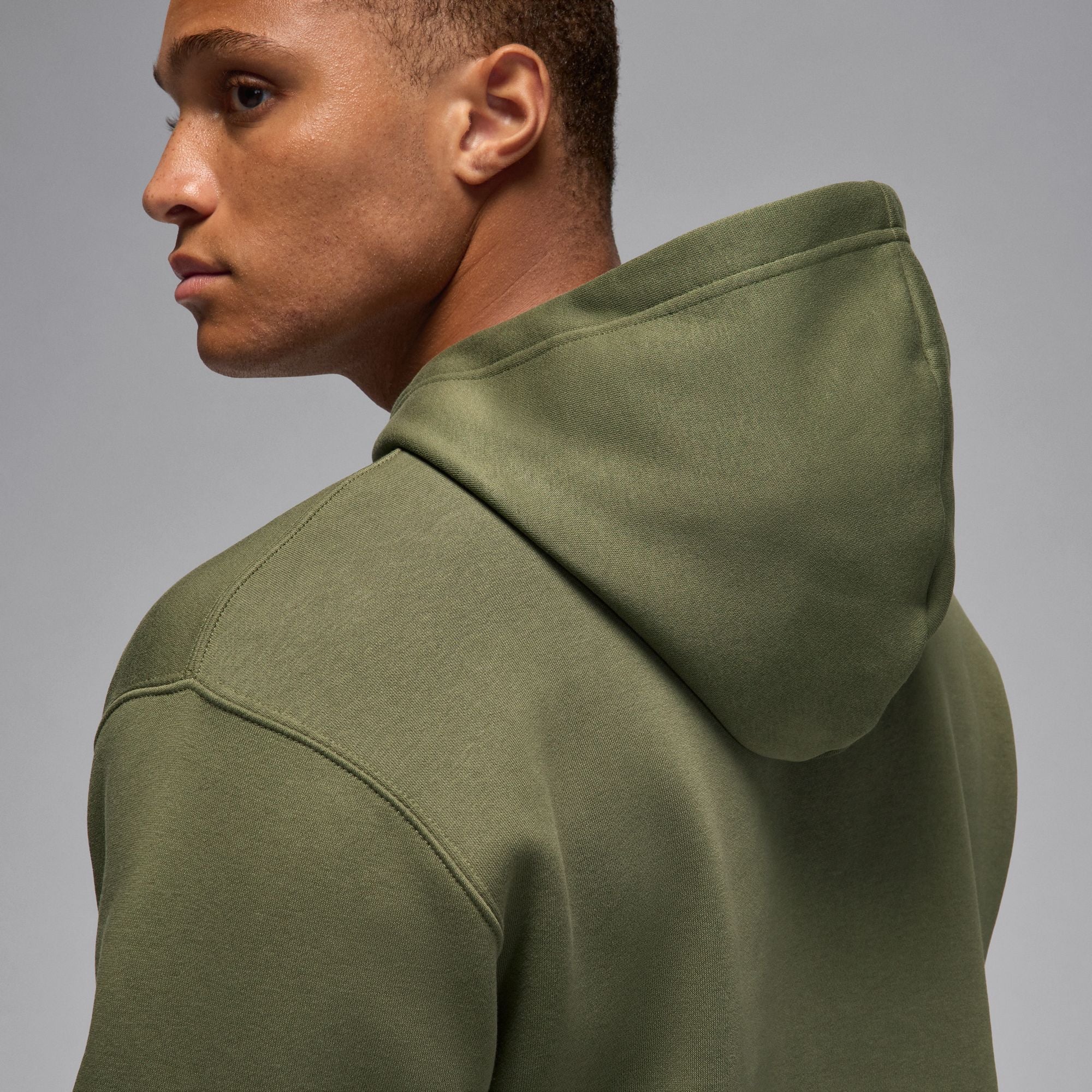 Air Jordan Mens Brooklyn Fleece Pullover Hoodie - Medium Olive by Denim Exchange