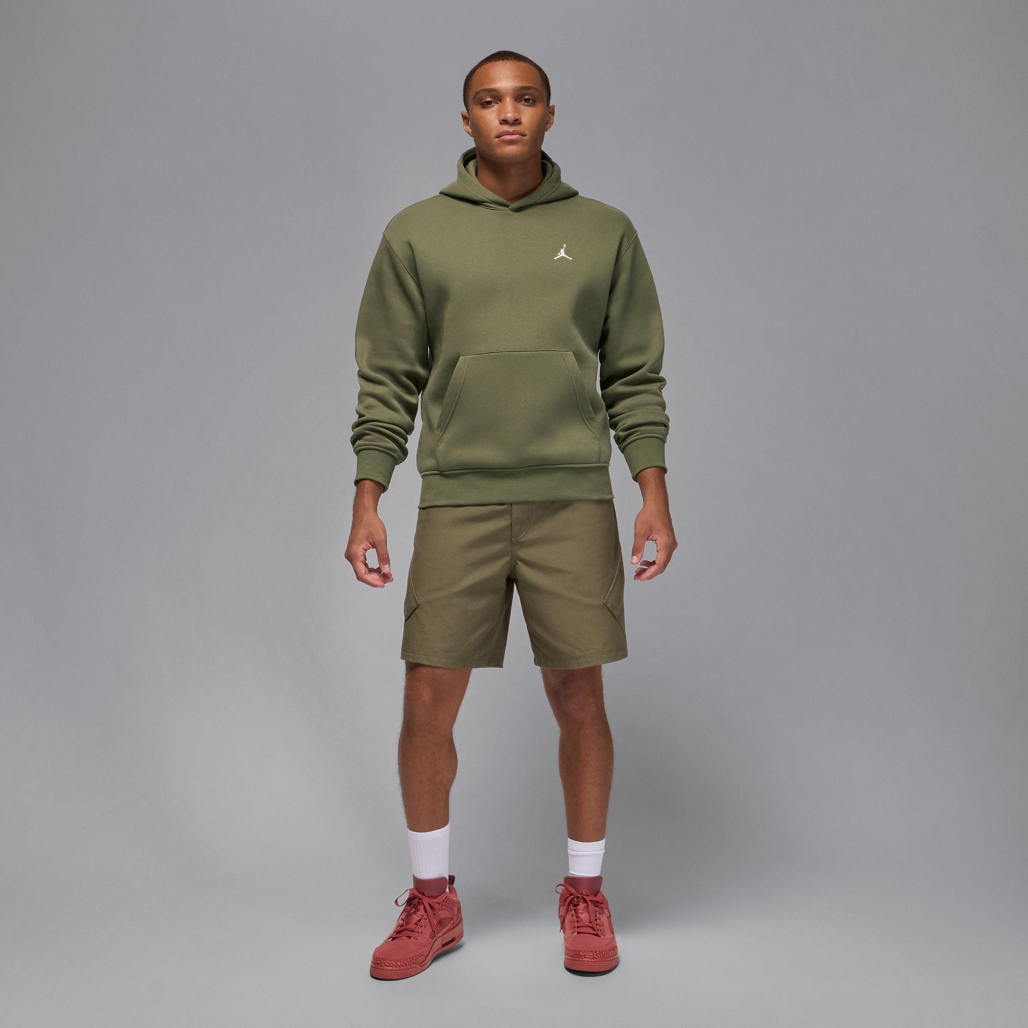 Air Jordan Mens Brooklyn Fleece Pullover Hoodie - Medium Olive by Denim Exchange
