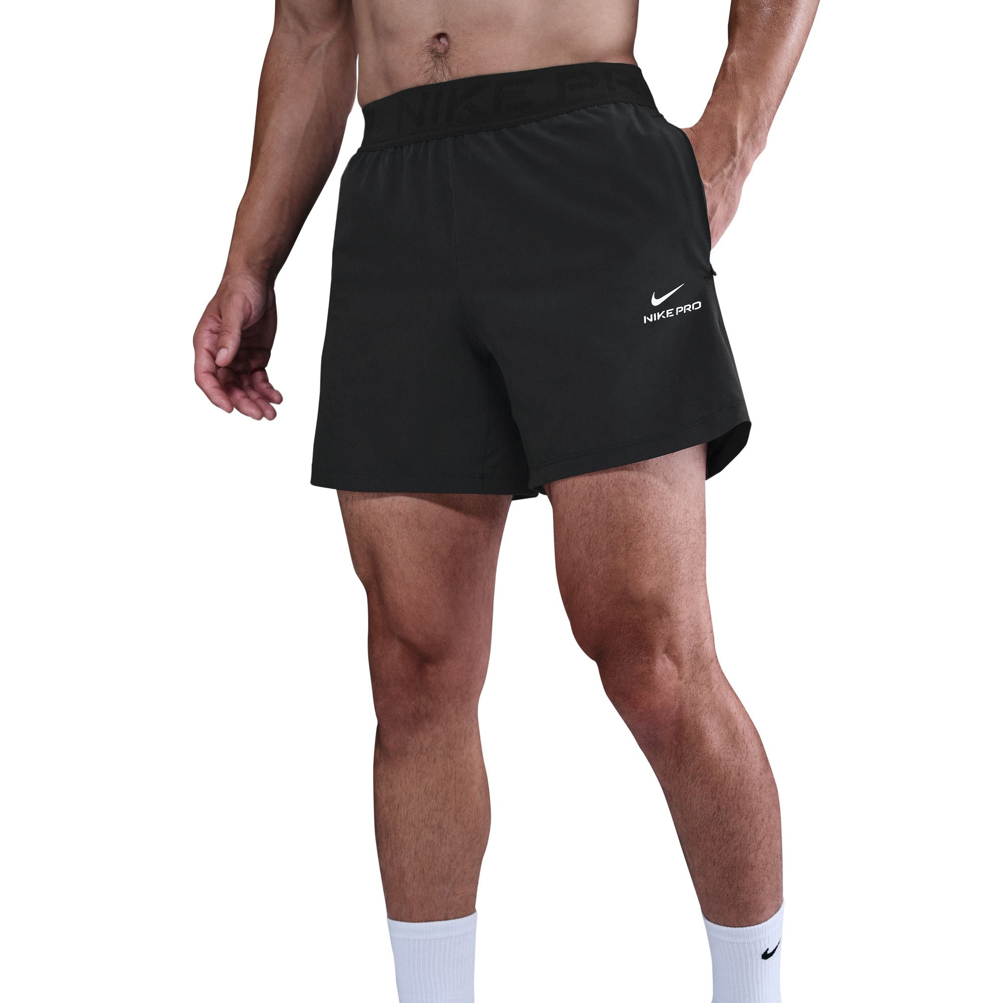 Nike Mens Pro Training 6" Shorts - Black/White by Denim Exchange