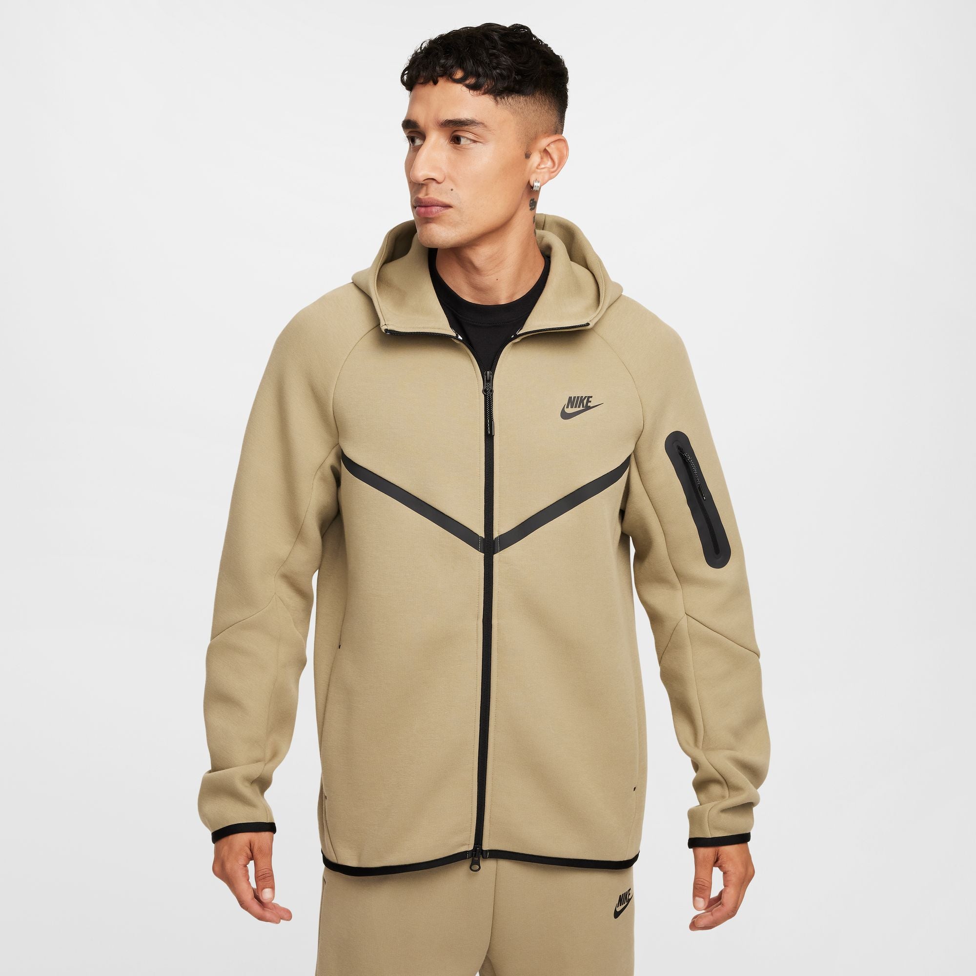 Nike Mens Tech Full Zip Windrunner Hoodie - Neutral Olive/Black by Denim Exchange