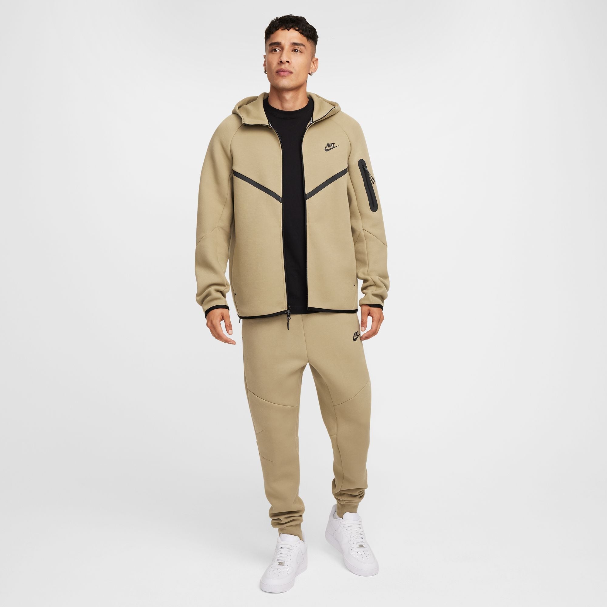 Nike Mens Tech Full Zip Windrunner Hoodie - Neutral Olive/Black by Denim Exchange