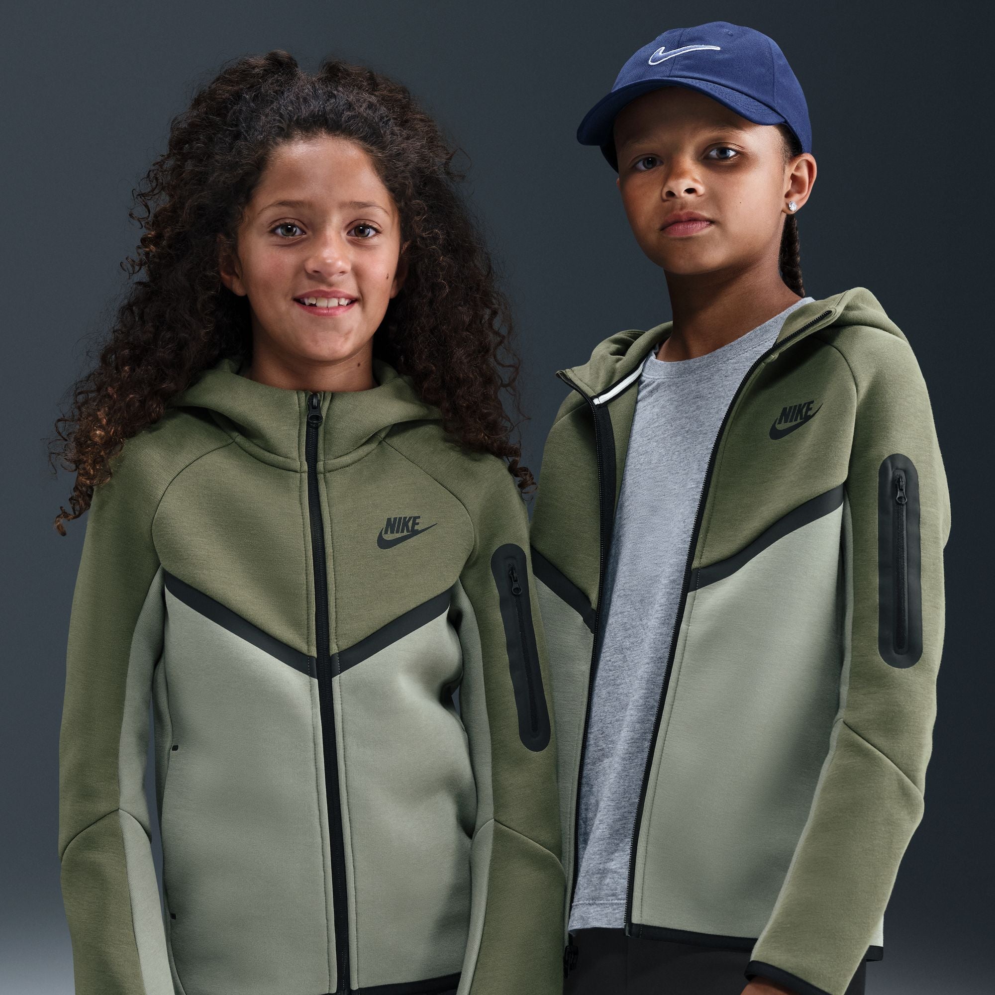 Nike Big Kids Sportswear Tech Fleece Jacket - Medium Olive by Denim Exchange