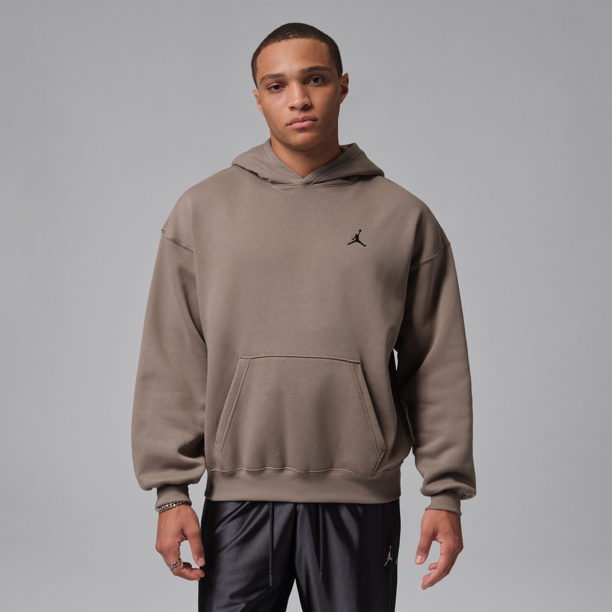 Air Jordan Mens Brooklyn Fleece Pullover Hoodie - Olive Grey by Denim Exchange