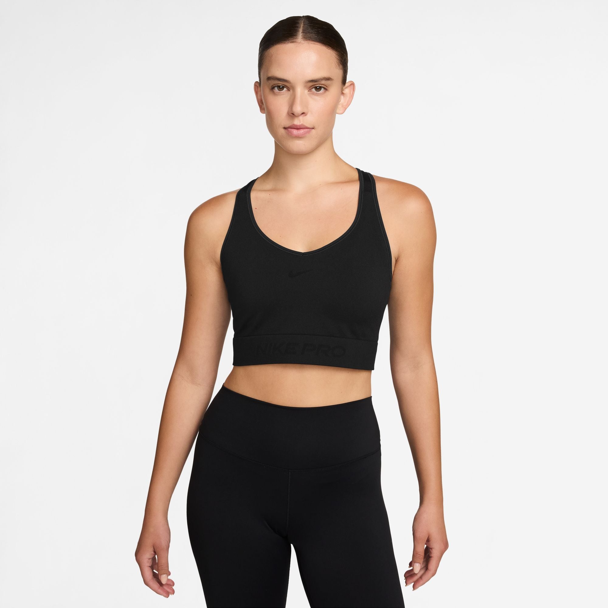 Nike Womens Pro Seamless Cropped Tank Top - Black by Denim Exchange