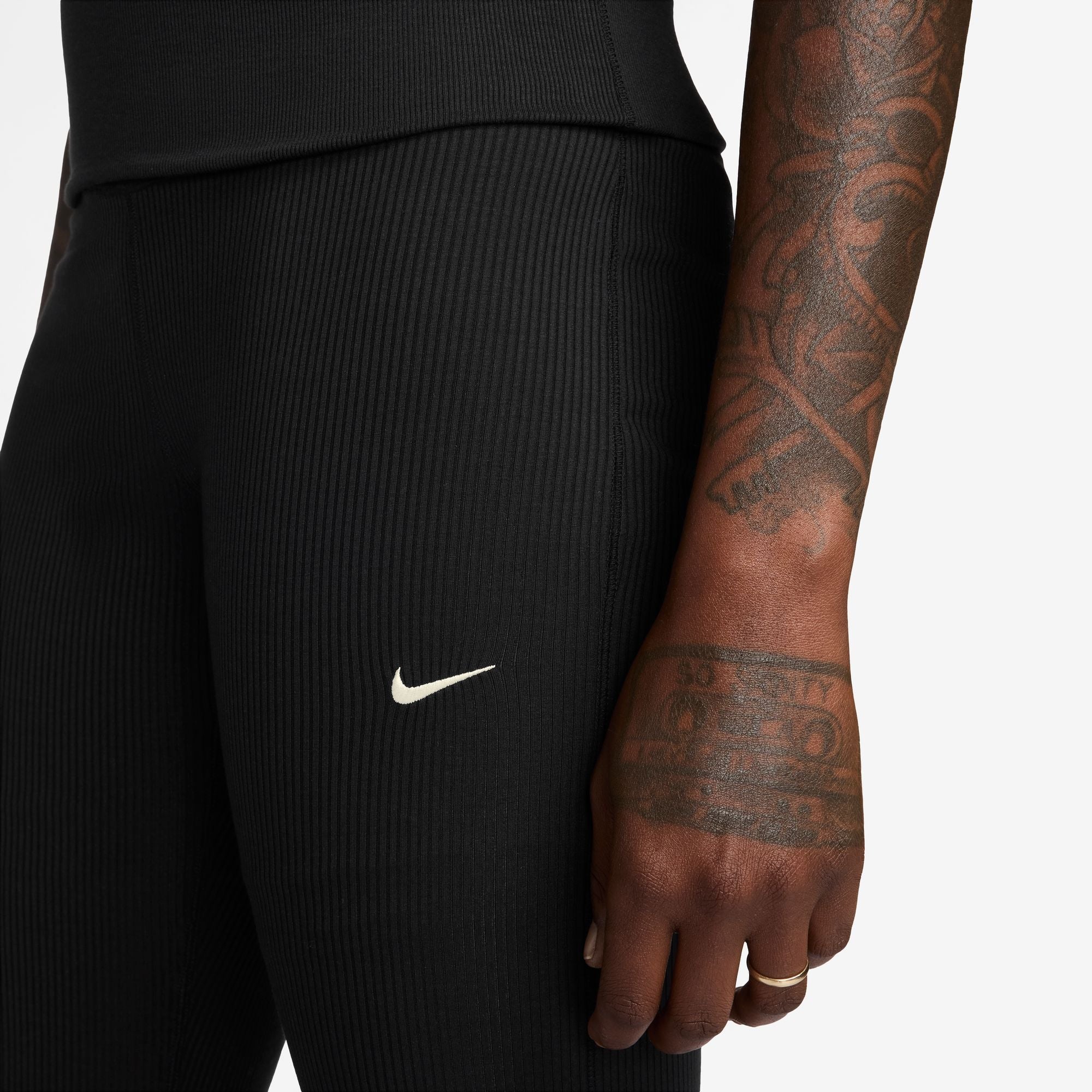 Nike Womens Chill Knit Tight Ribbed Pants - Black by Denim Exchange