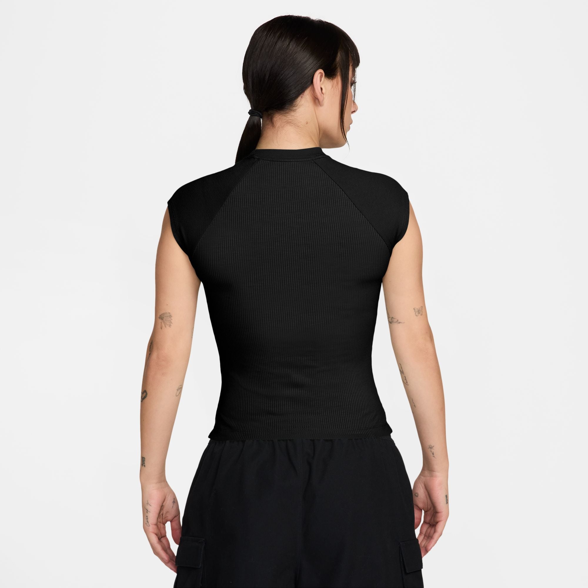 Nike Womens Sportswear Chill Knit Ribbed Top - Black by Denim Exchange