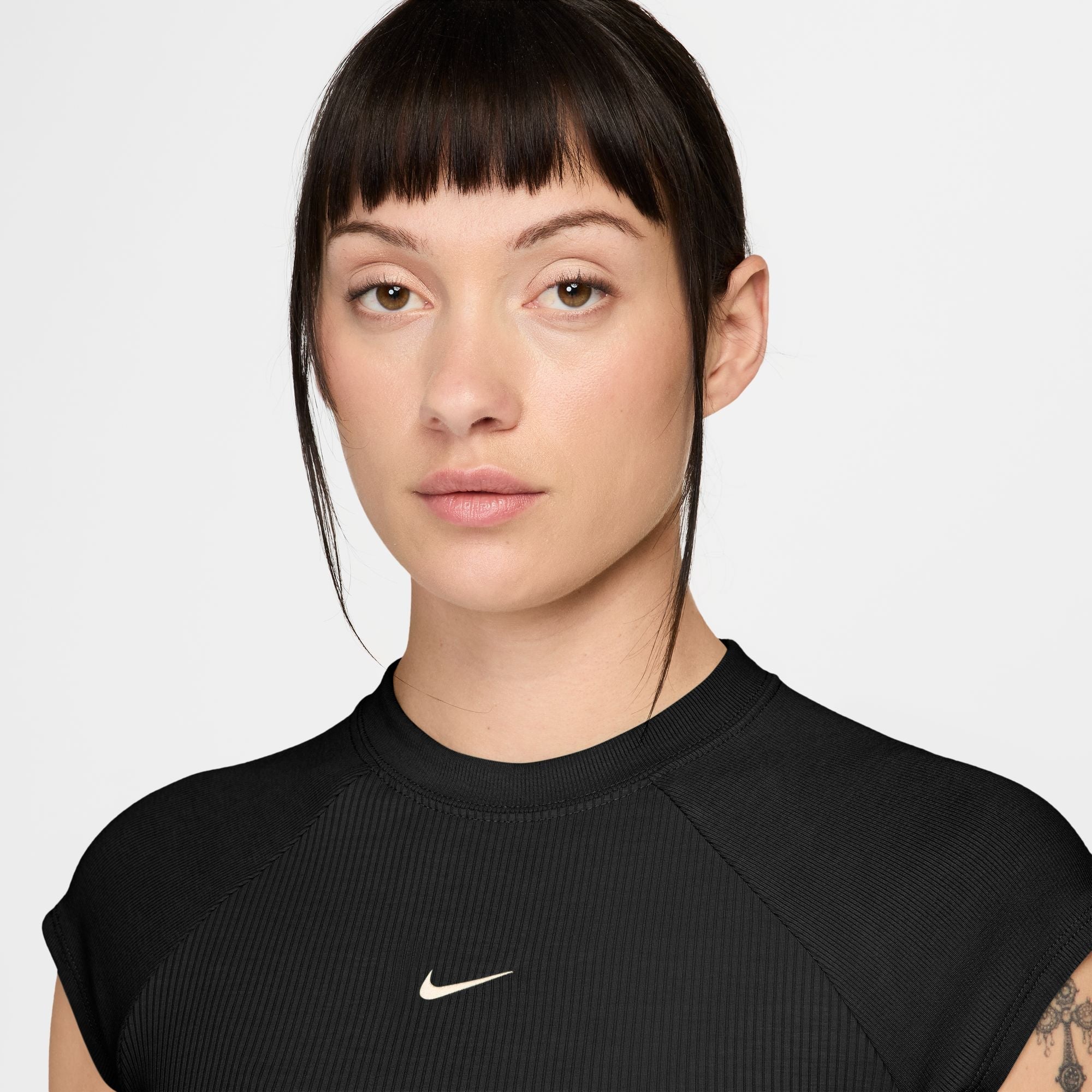 Nike Womens Sportswear Chill Knit Ribbed Top - Black by Denim Exchange