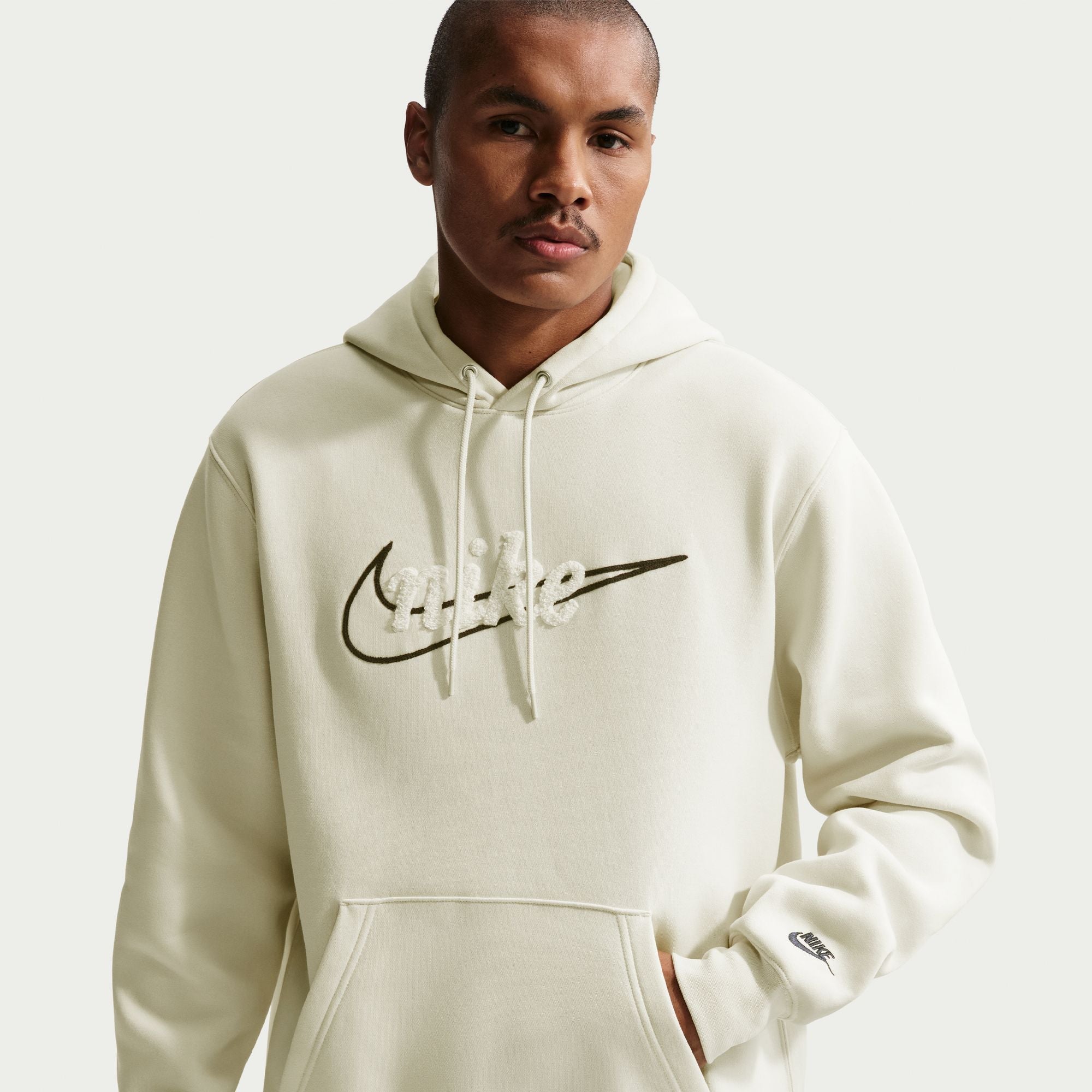 Nike Mens Fleece Hoodie - Light Khaki by Denim Exchange