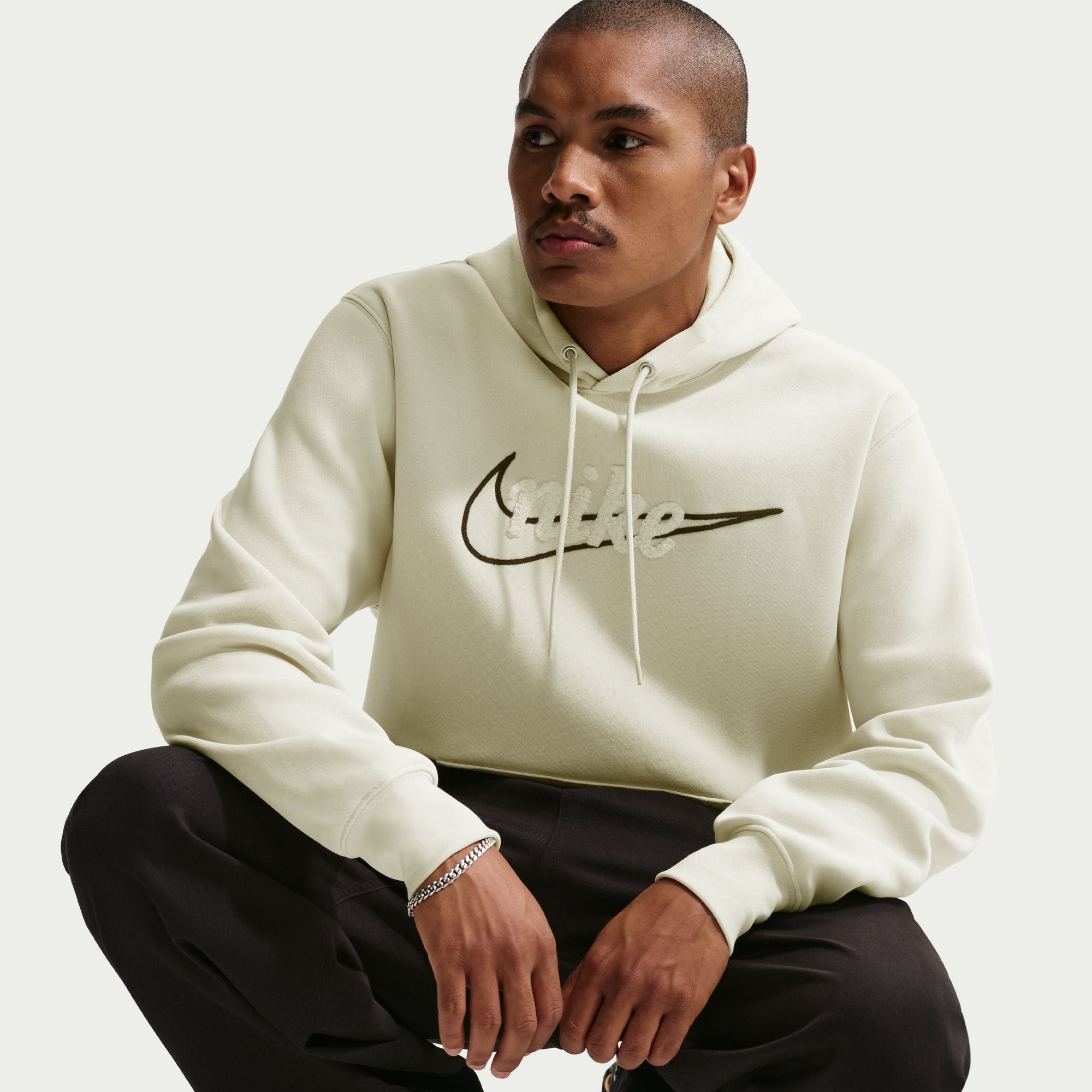 Nike Mens Fleece Hoodie - Light Khaki by Denim Exchange