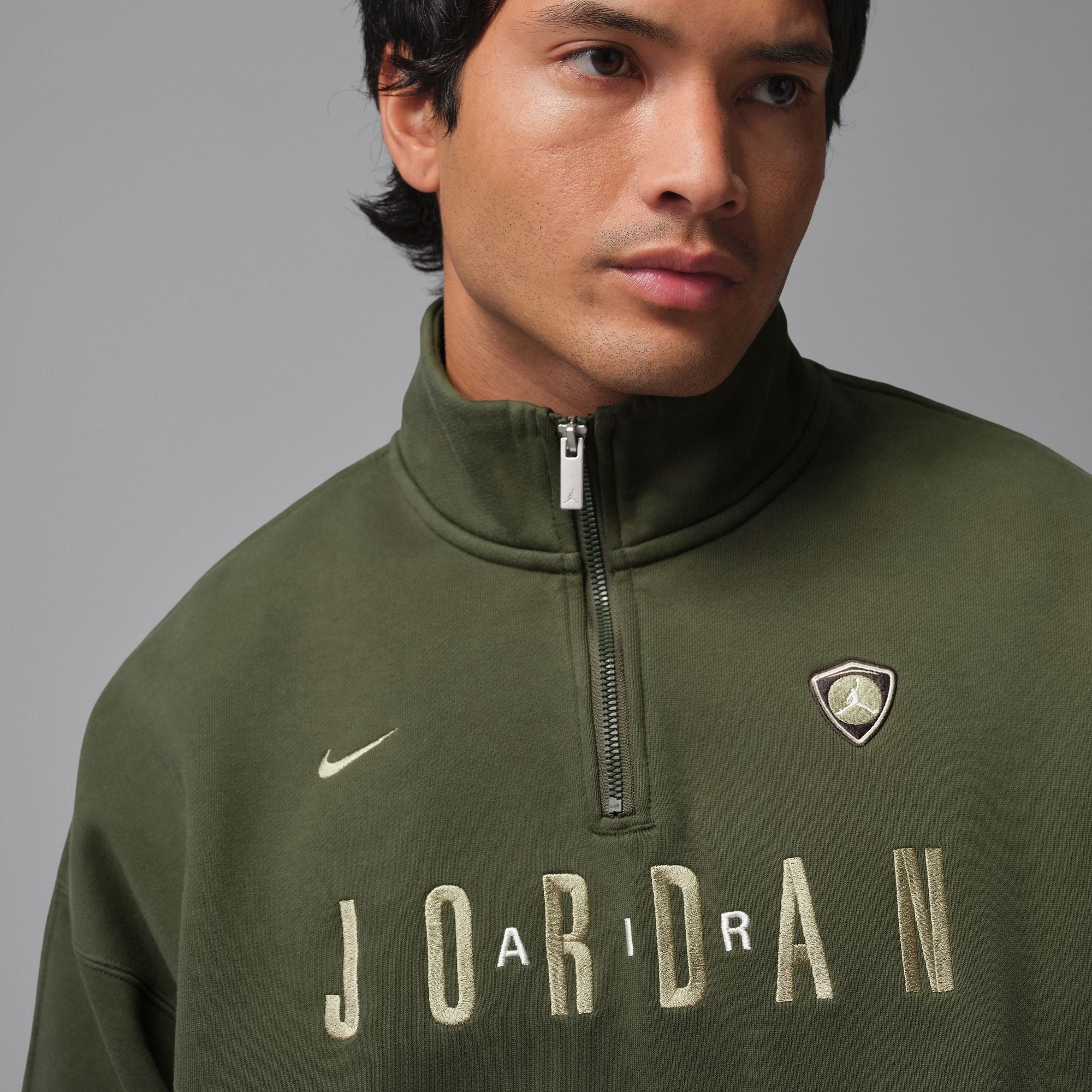 Air Jordan Mens Fleece 1/4 Zip - Cargo Khaki by Denim Exchange
