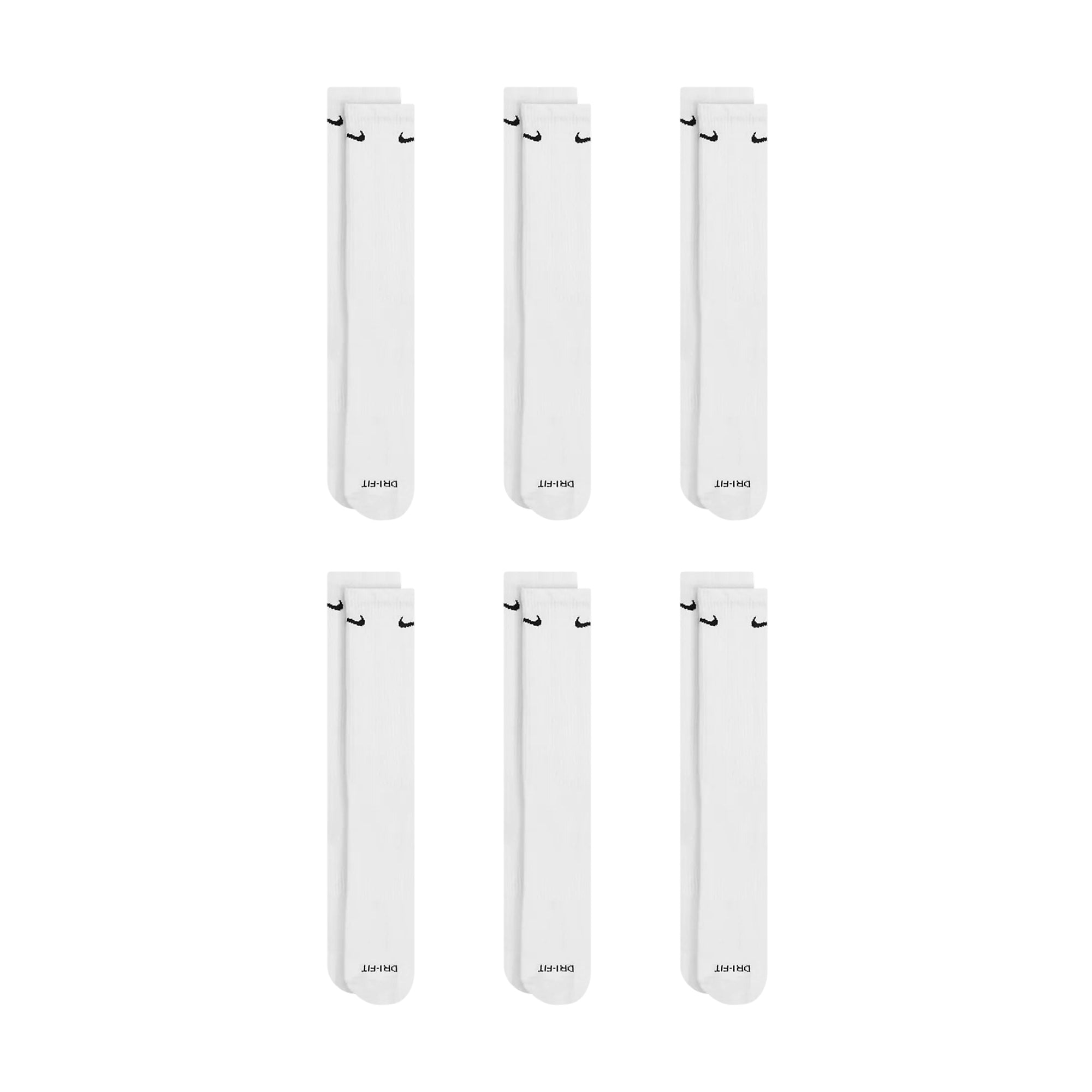 Nike Dri-Fit 6-Pack Cushioned Crew Socks - White by Denim Exchange