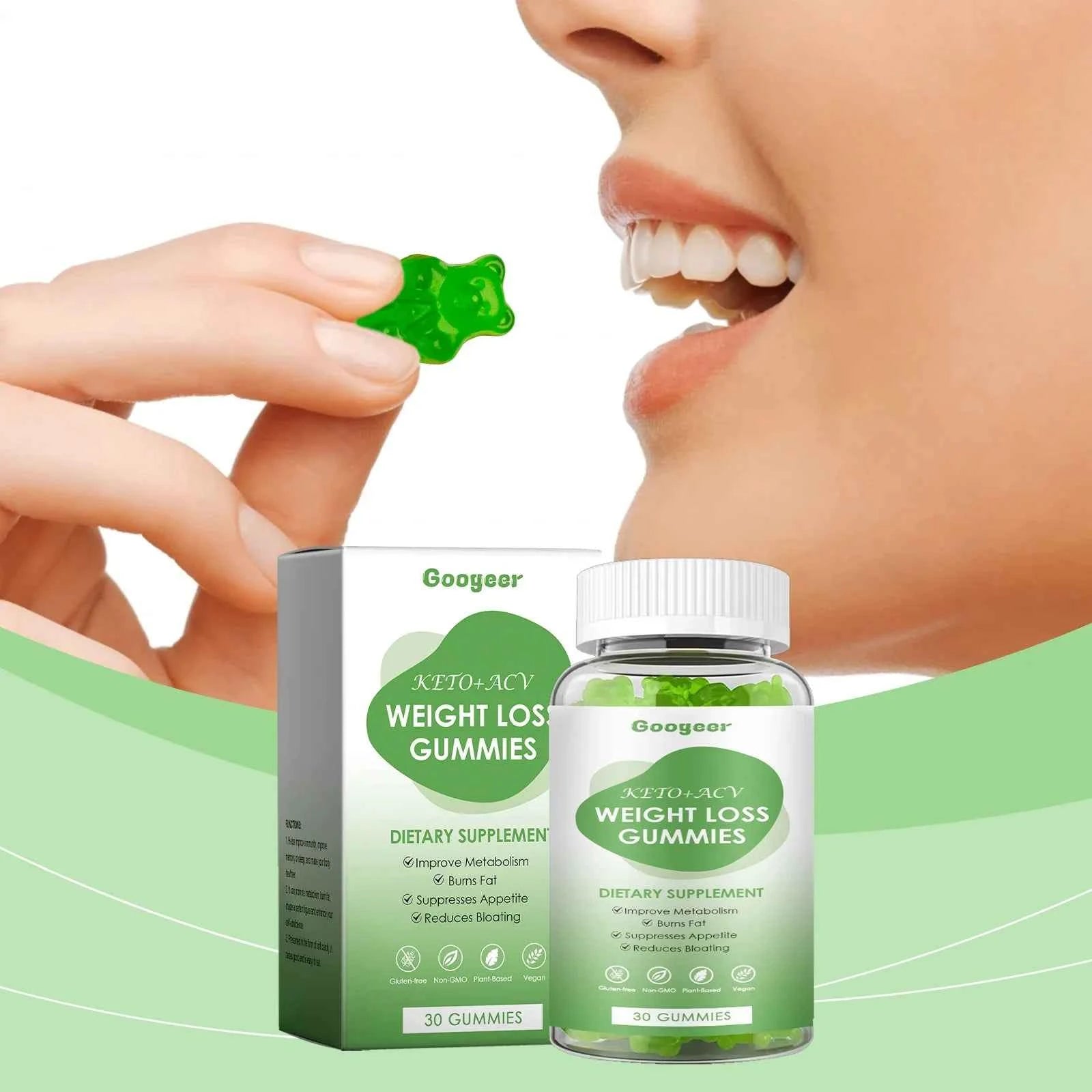 Googeer 30pcs Slimming Body Gummies Fat Burner Energy Support Dietary Supplement Fruit Flavor Anti Cellulite Weight Loss Gummies