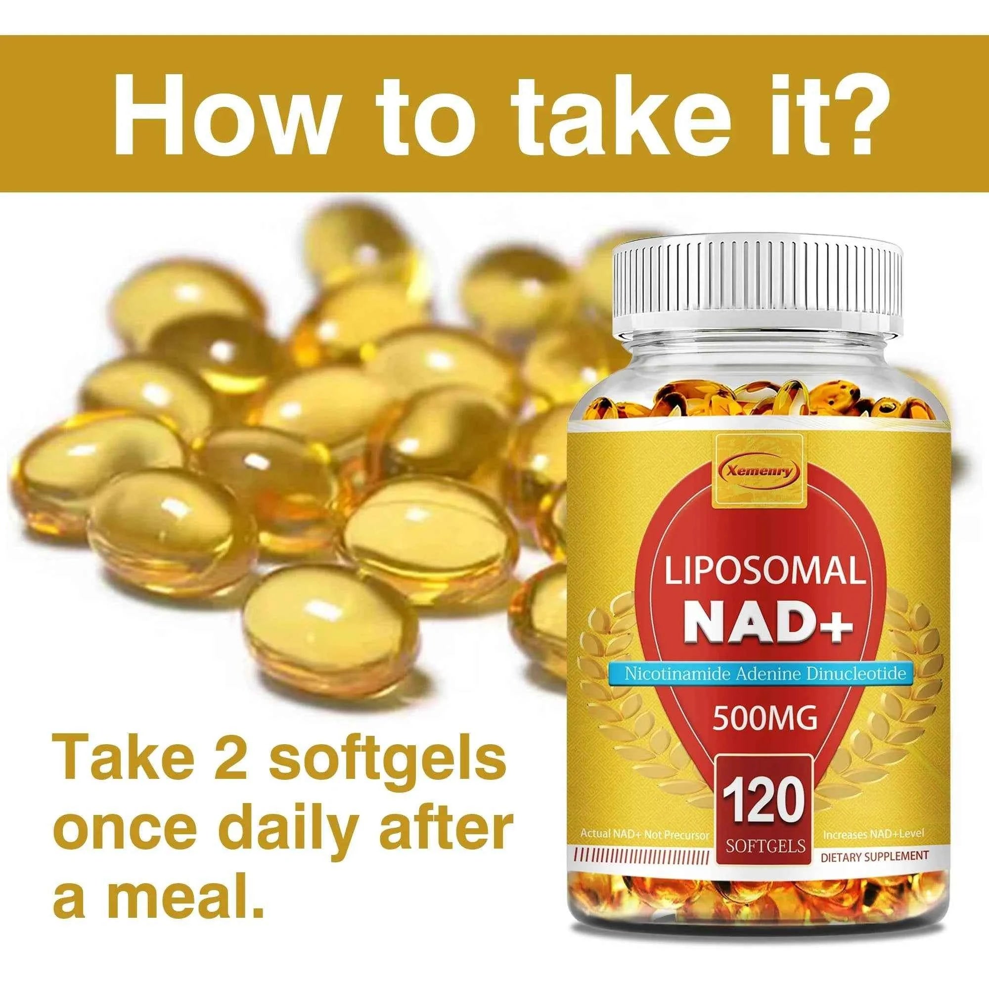 Liposomal NAD+ Capsules - Anti-aging, Replenish Energy, Enhance Focus, Support Cellular Health - 120 Capsules