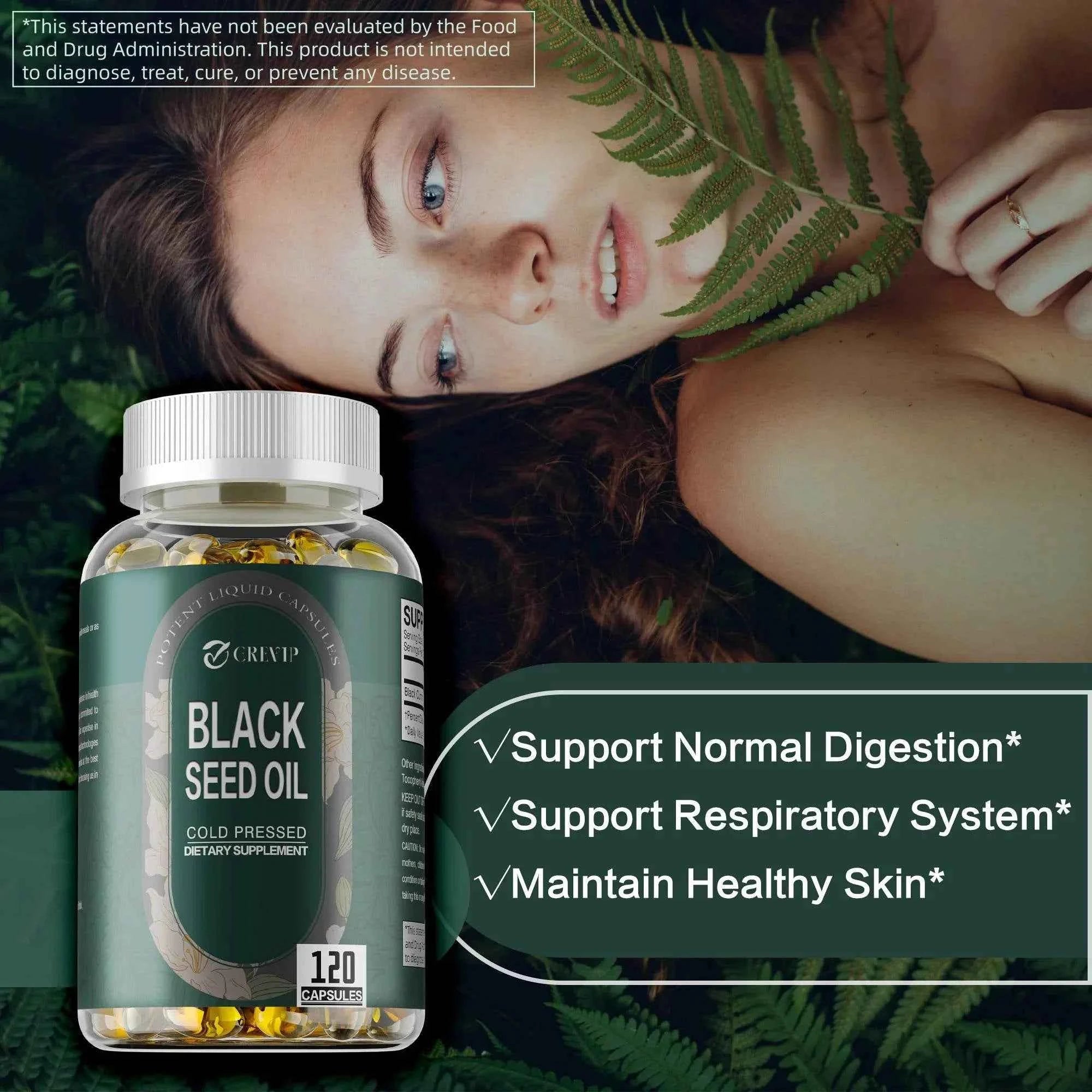 Black Seed Oil - Supports Skin, Digestion, Joints, Immune Health, Promotes Hair Growth - 120 Capsules
