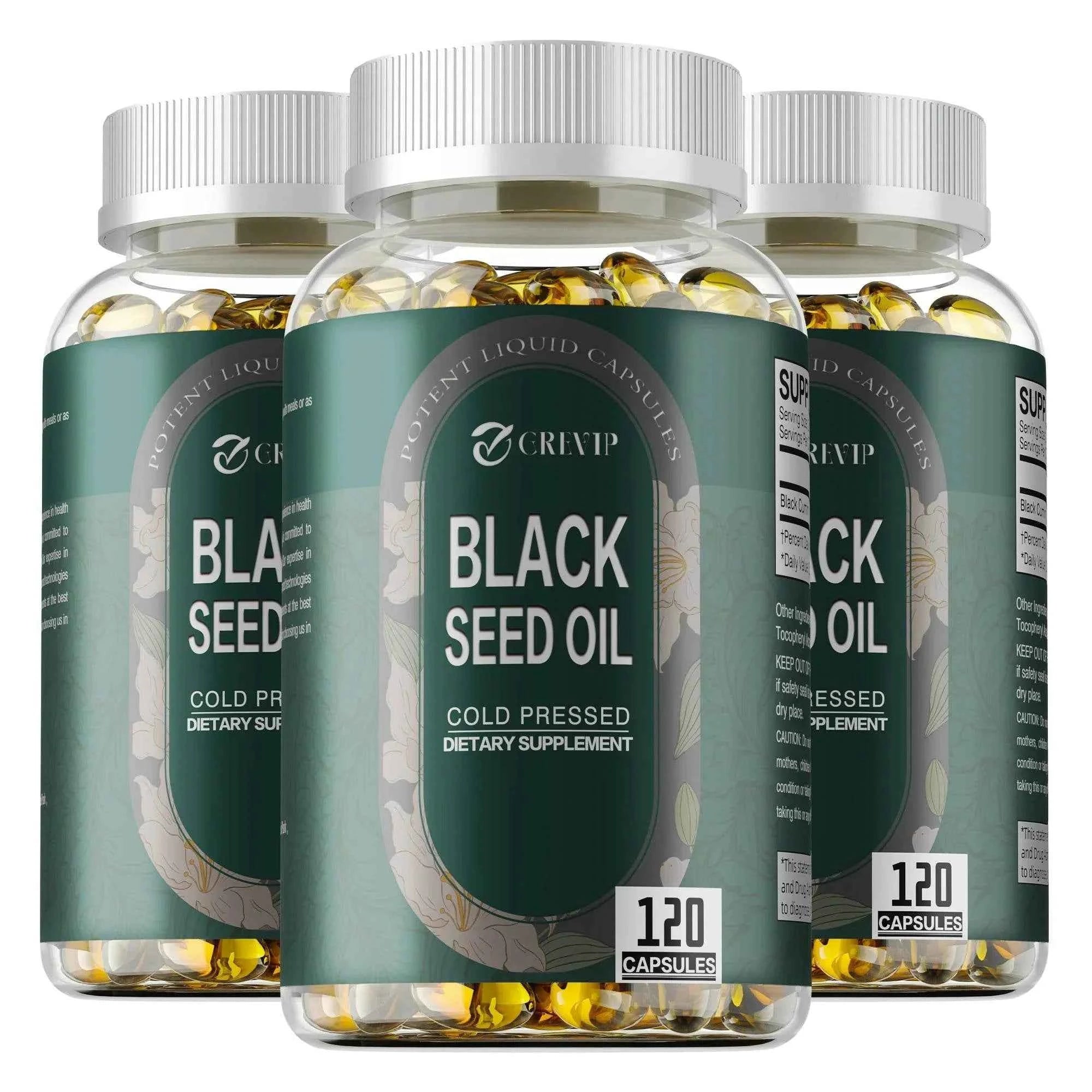 Black Seed Oil - Supports Skin, Digestion, Joints, Immune Health, Promotes Hair Growth - 120 Capsules