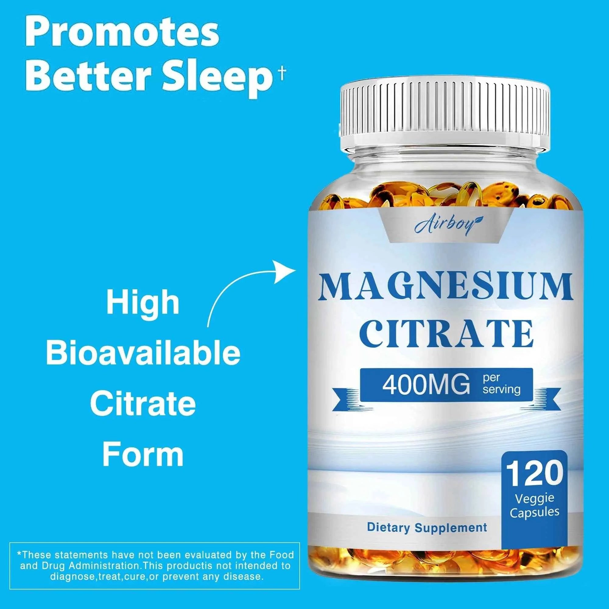 Magnesium Citrate Capsules - for Muscle, Nerve, Bone and Heart Health - 120 Capsules