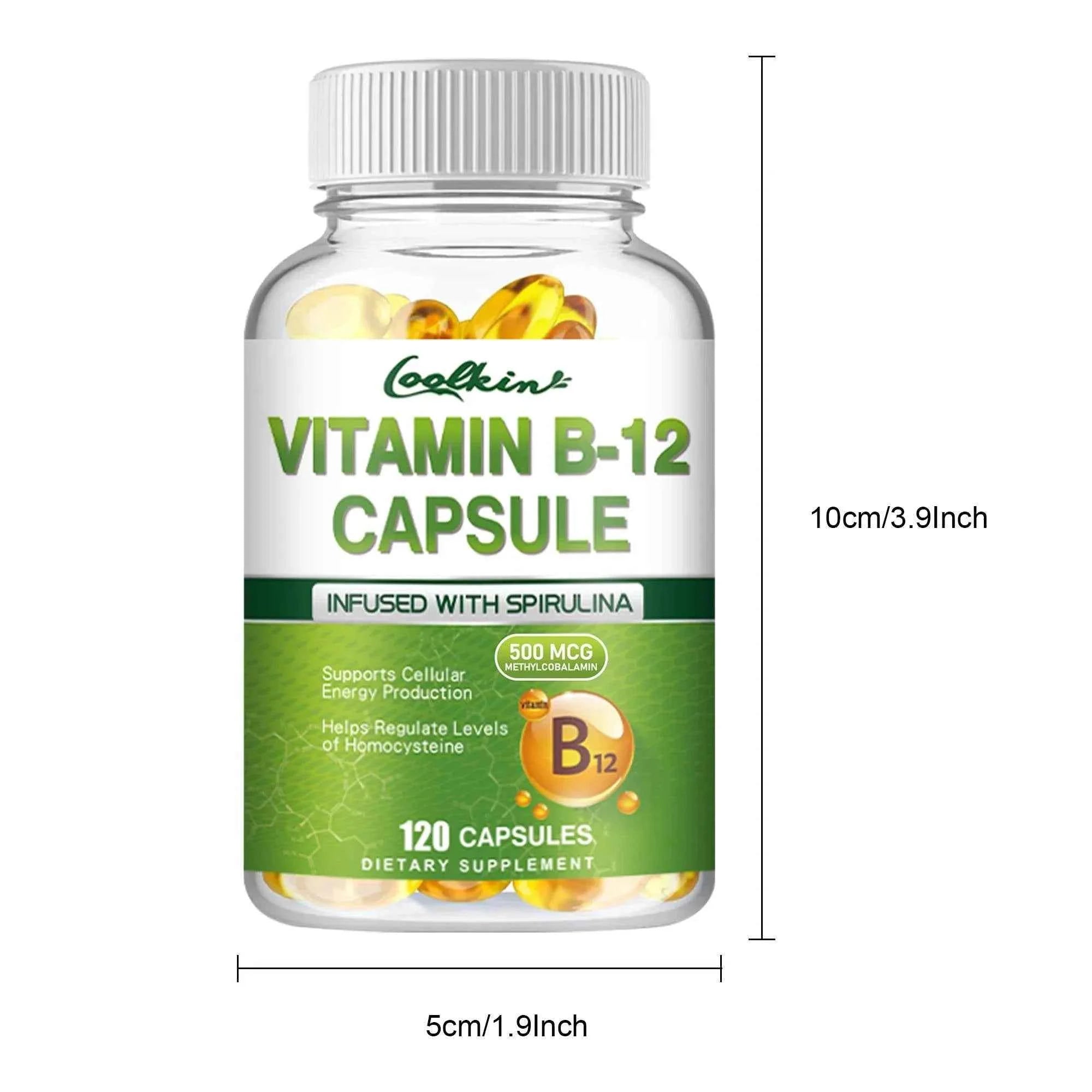 Vitamin B12 - Supports Energy Metabolism and Nervous System, Good for Brain and Heart Health - 120 Capsules
