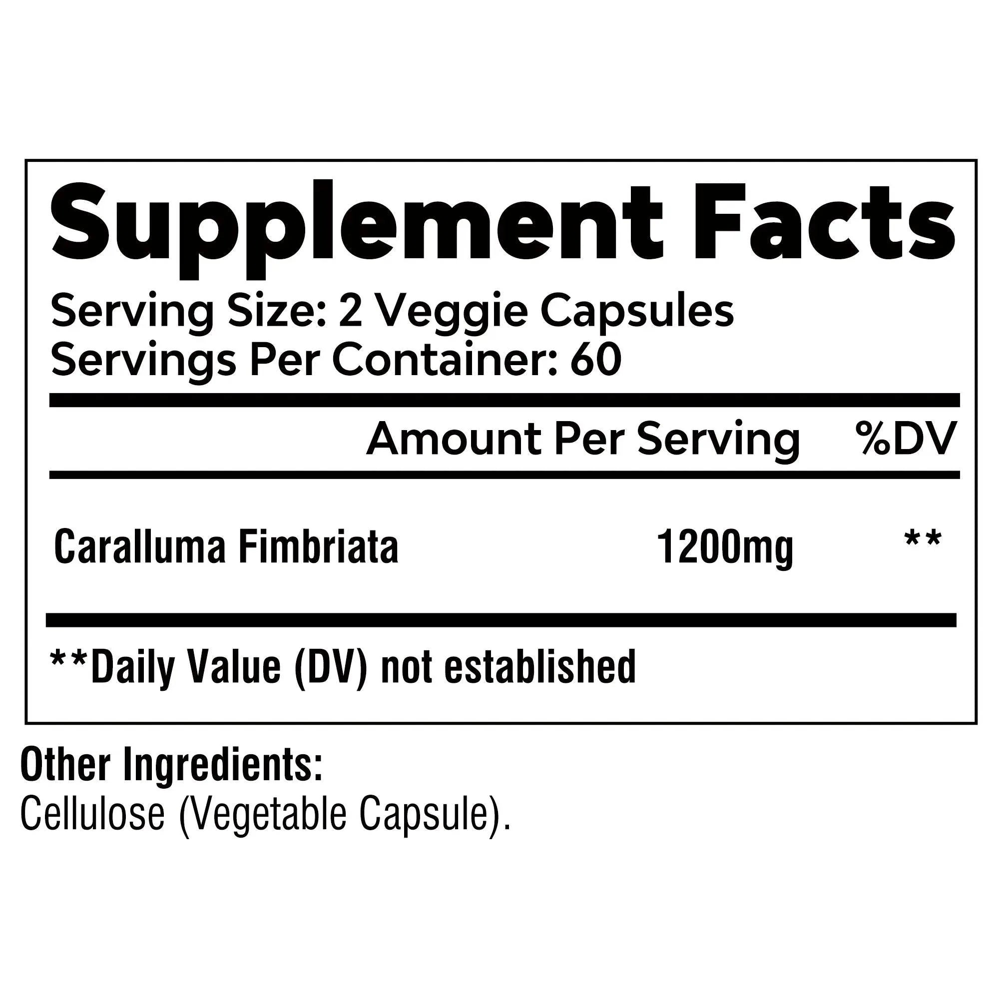 Caralluma Fimbriata - Maximum Strength Weight Management Supplement, Appetite Suppressant, Metabolism Booster - 120 Capsules by Roksy