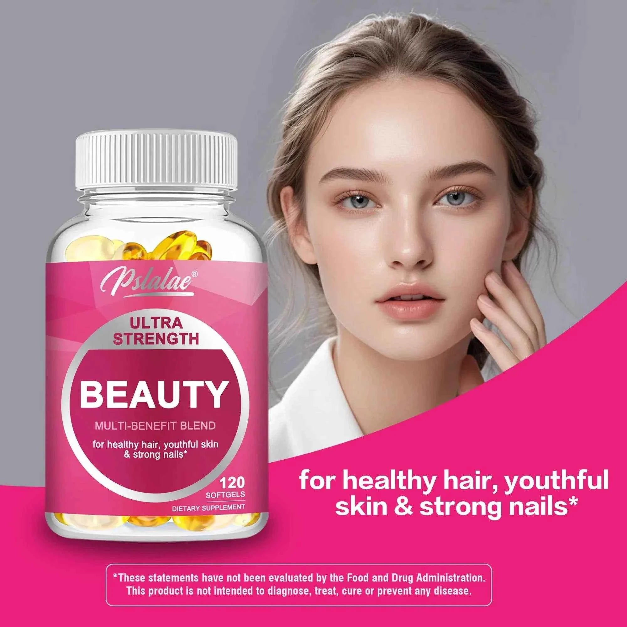 Ultra Strength Beauty Capsules - Whitening Skin Care, Replenishing Hair, Skin and Nails - 120 Capsules