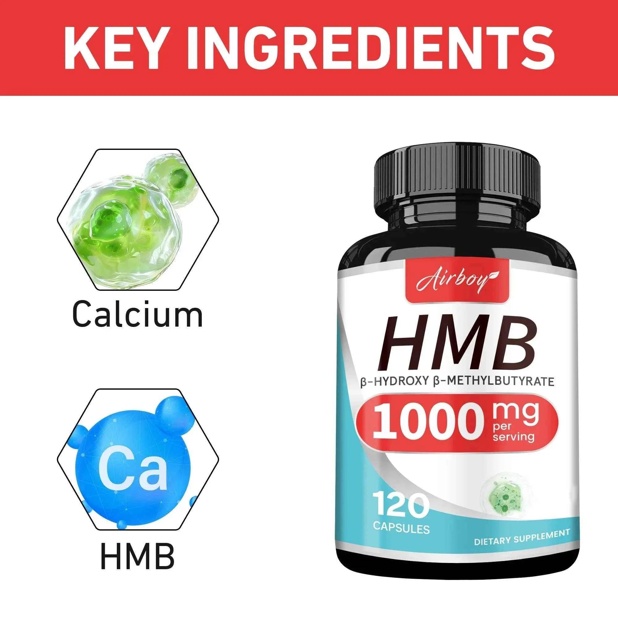 HMB Supplements - Replenish Energy and Improve Endurance, Promote Muscle Growth & Recovery Relieve Muscle Loss - 120 Capsules
